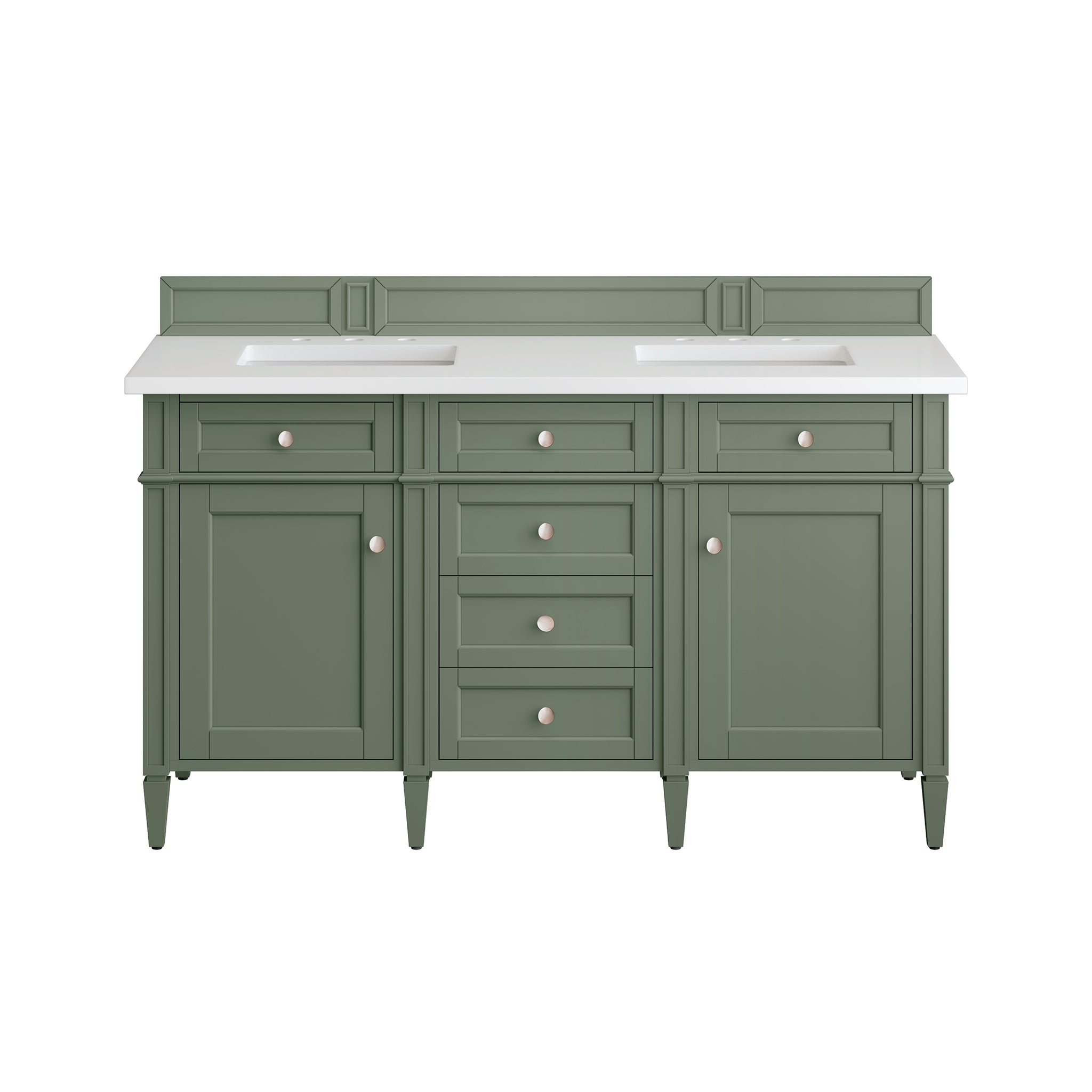 James Martin Brittany 60" Double Vanity in Smokey Celadon with 3cm Countertop