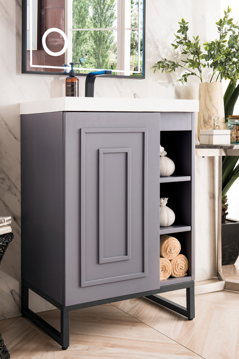 Alicante 24" Single Vanity with White Glossy Composite Stone Top
