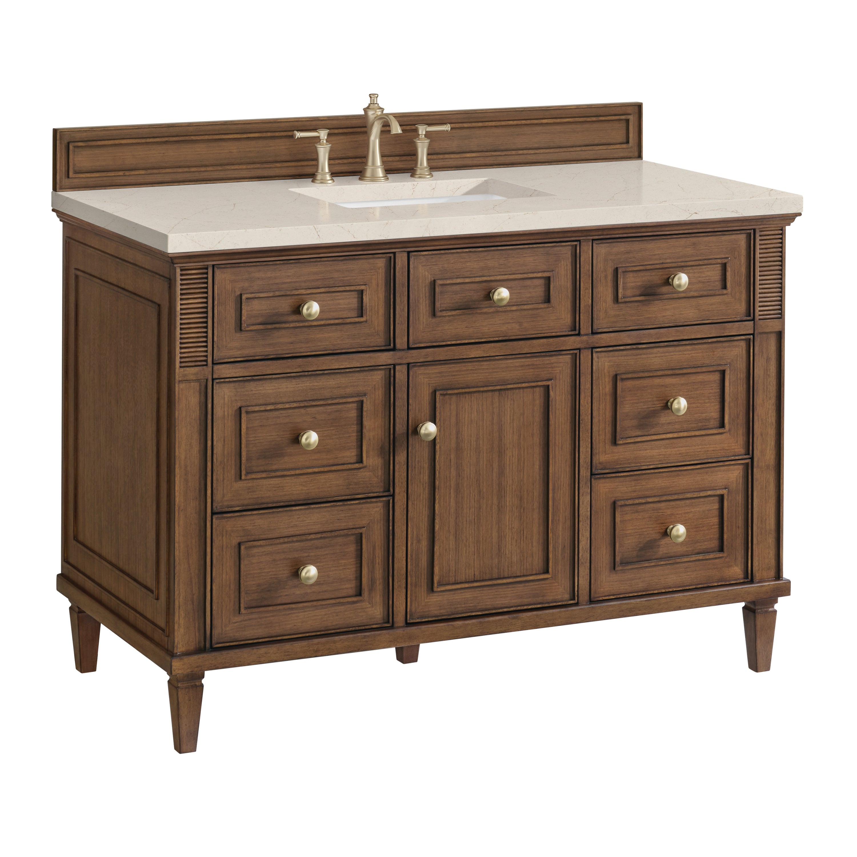 James Martin Lorelai 48" Single Vanity in Mid-Century Walnut with 3cm Countertop