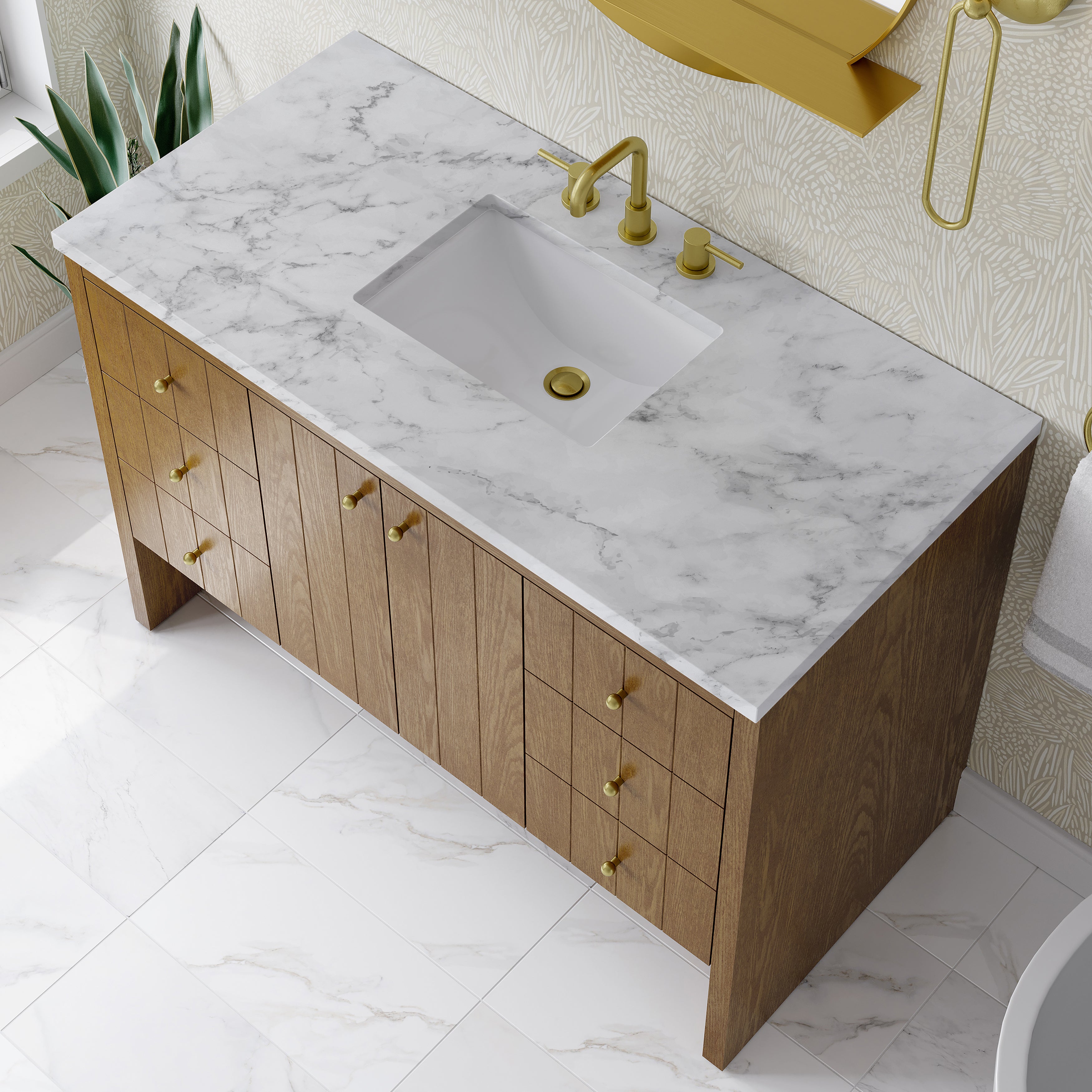 James Martin Hudson 48" Single Vanity in Honey Oak with 3cm Countertop