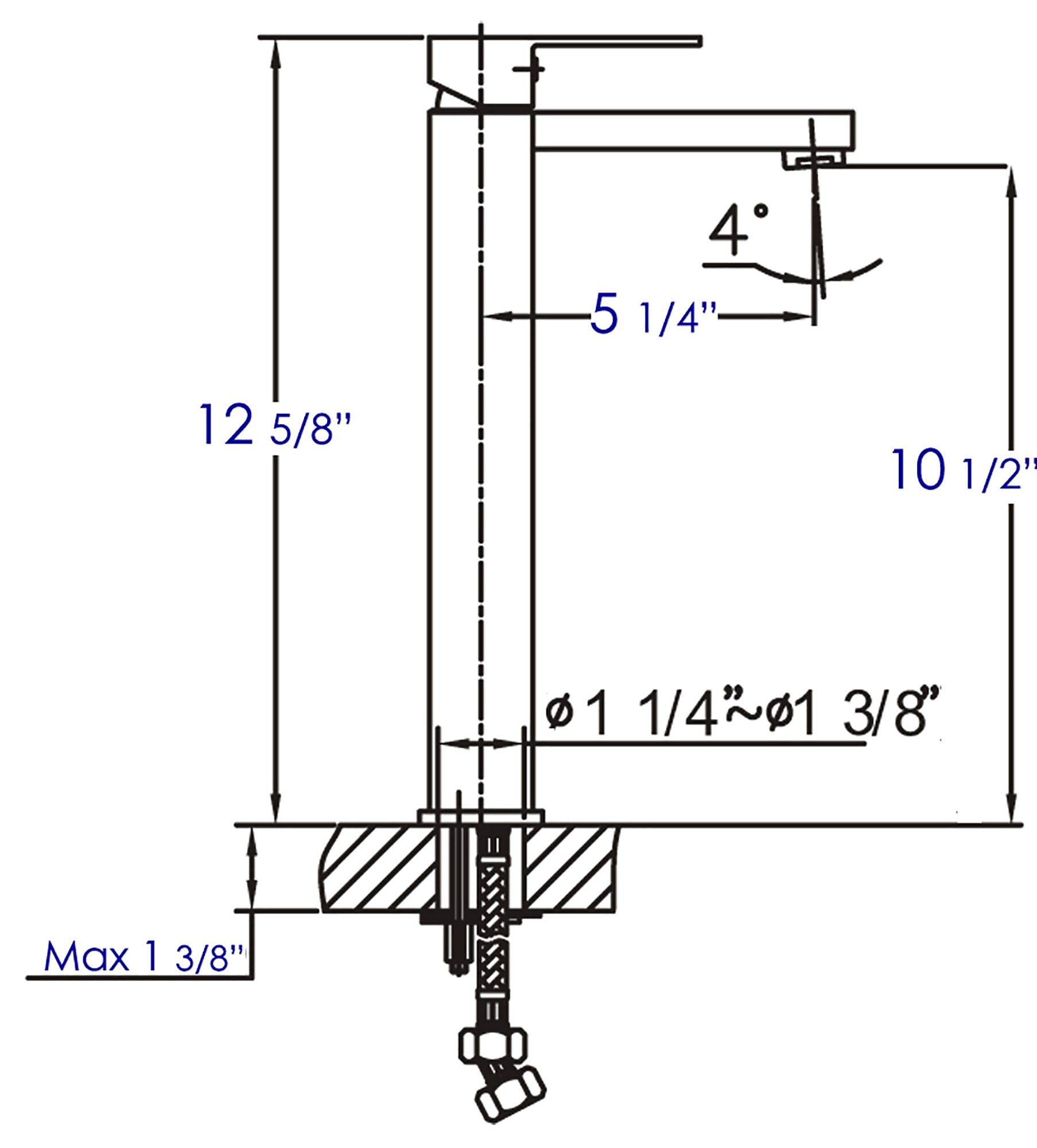 ALFI brand AB1129 Tall Square Single Lever Bathroom Faucet