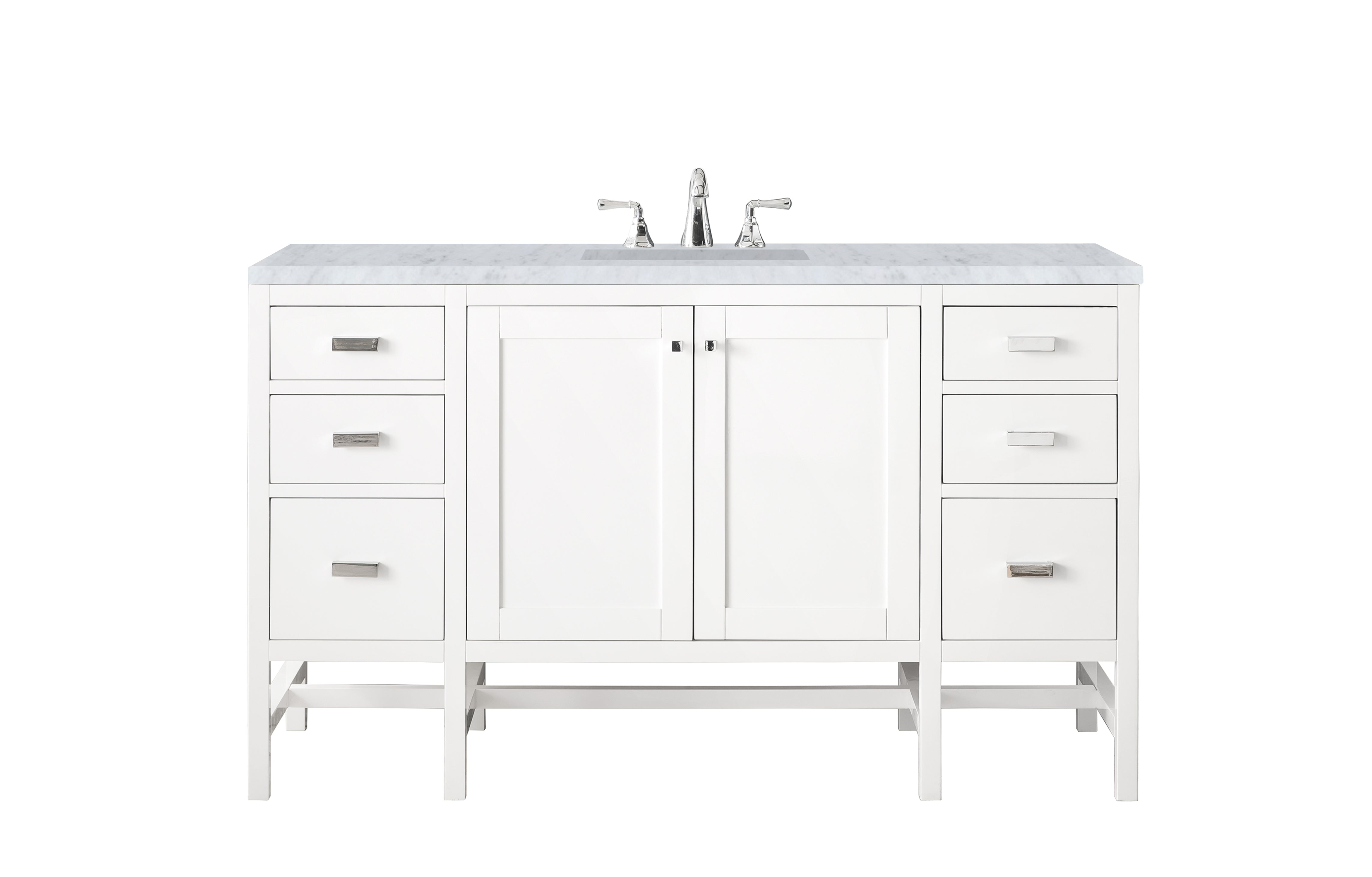 James Martin Addison 60" Single Vanity in Glossy White with 3cm Countertop