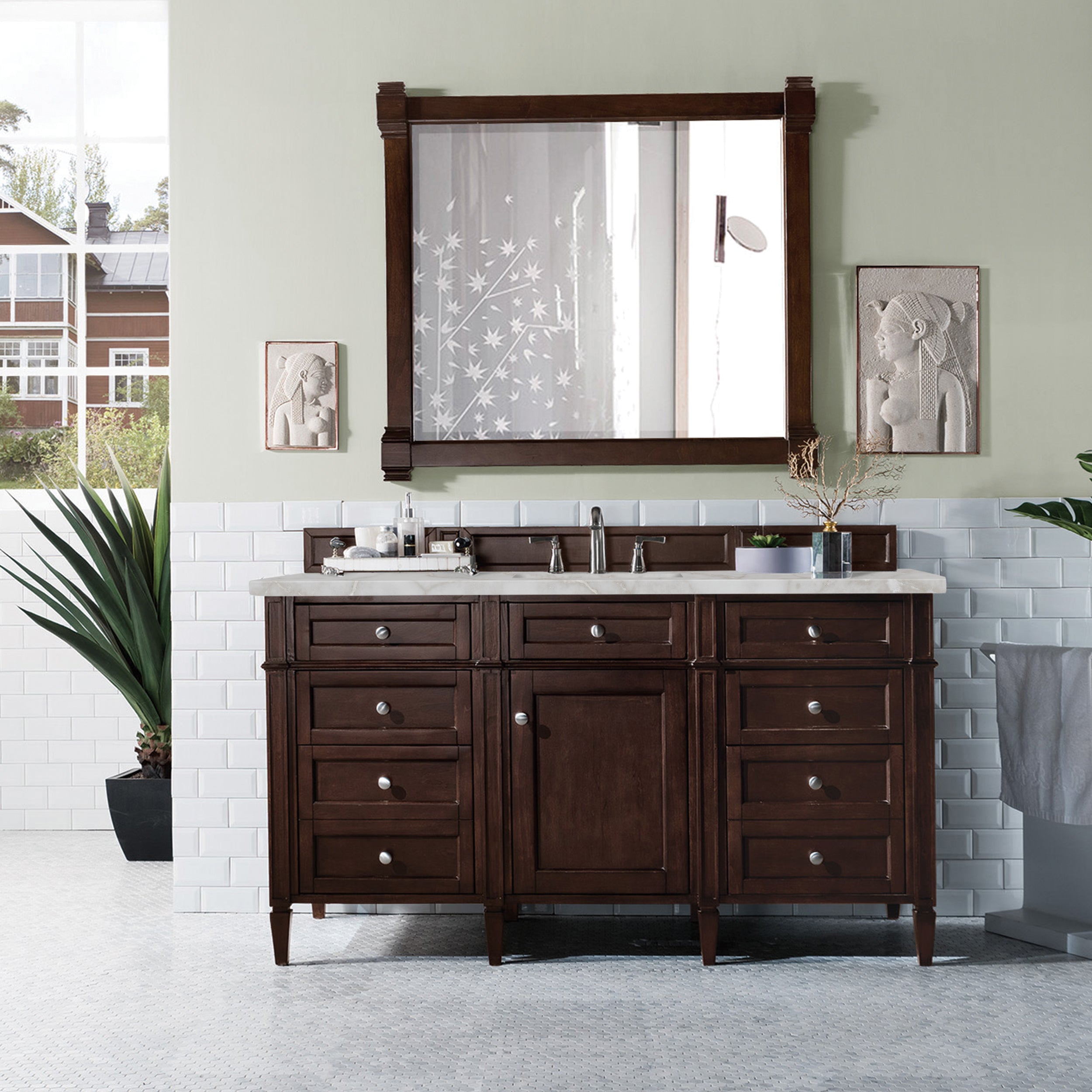James Martin Brittany 60" Single Vanity in Burnished Mahogany with 3cm Countertop