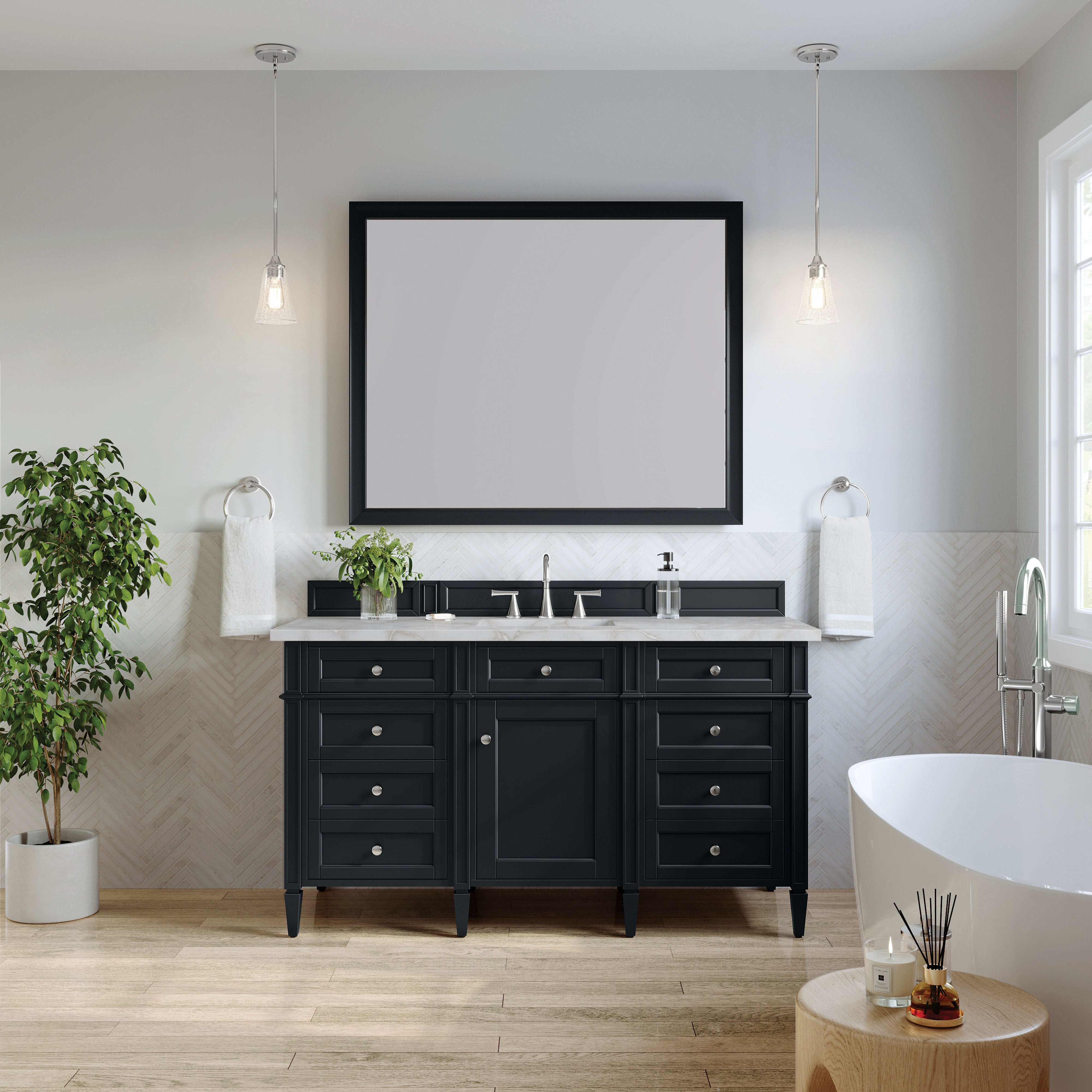 James Martin Brittany 60" Single Vanity in Black Onyx with 3cm Countertop