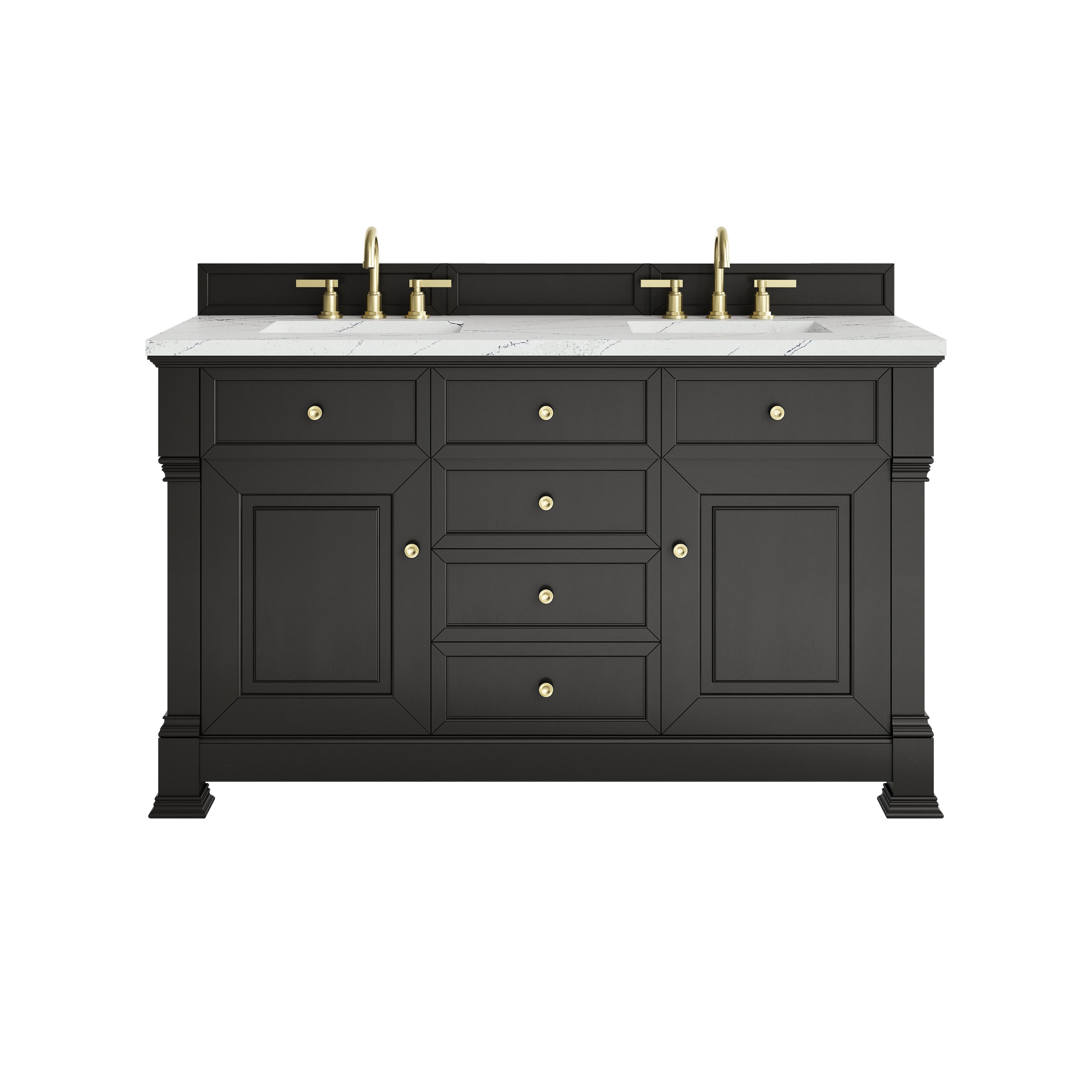James Martin Brookfield 60" Double Vanity in Black Onyx with 3cm Countertop