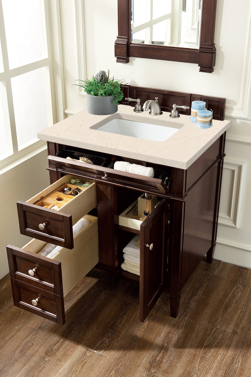James Martin Brittany 30" Single Vanity in Burnished Mahogany with 3cm Countertop