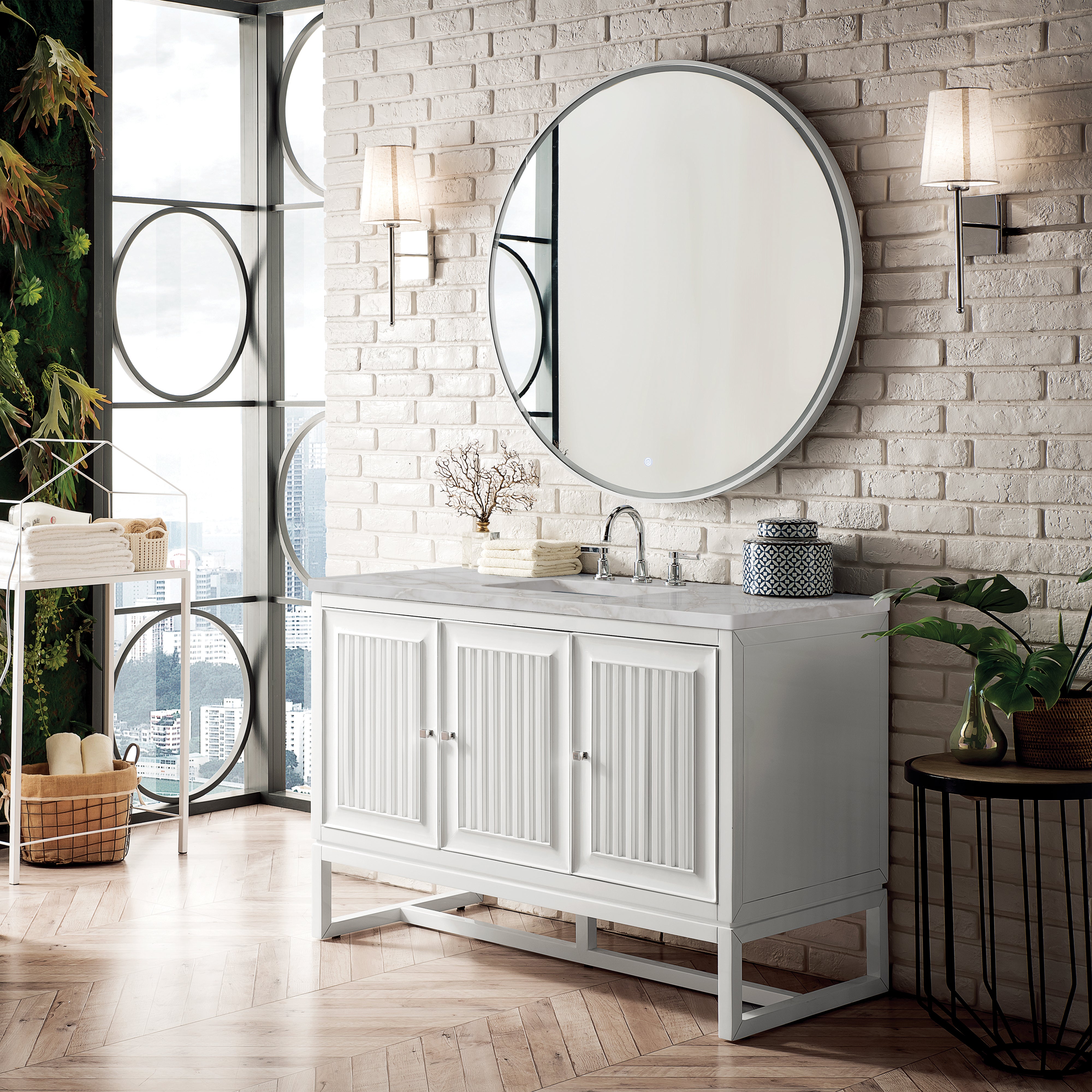 James Martin Athens 48" Single Vanity in Glossy White with 3cm Countertop