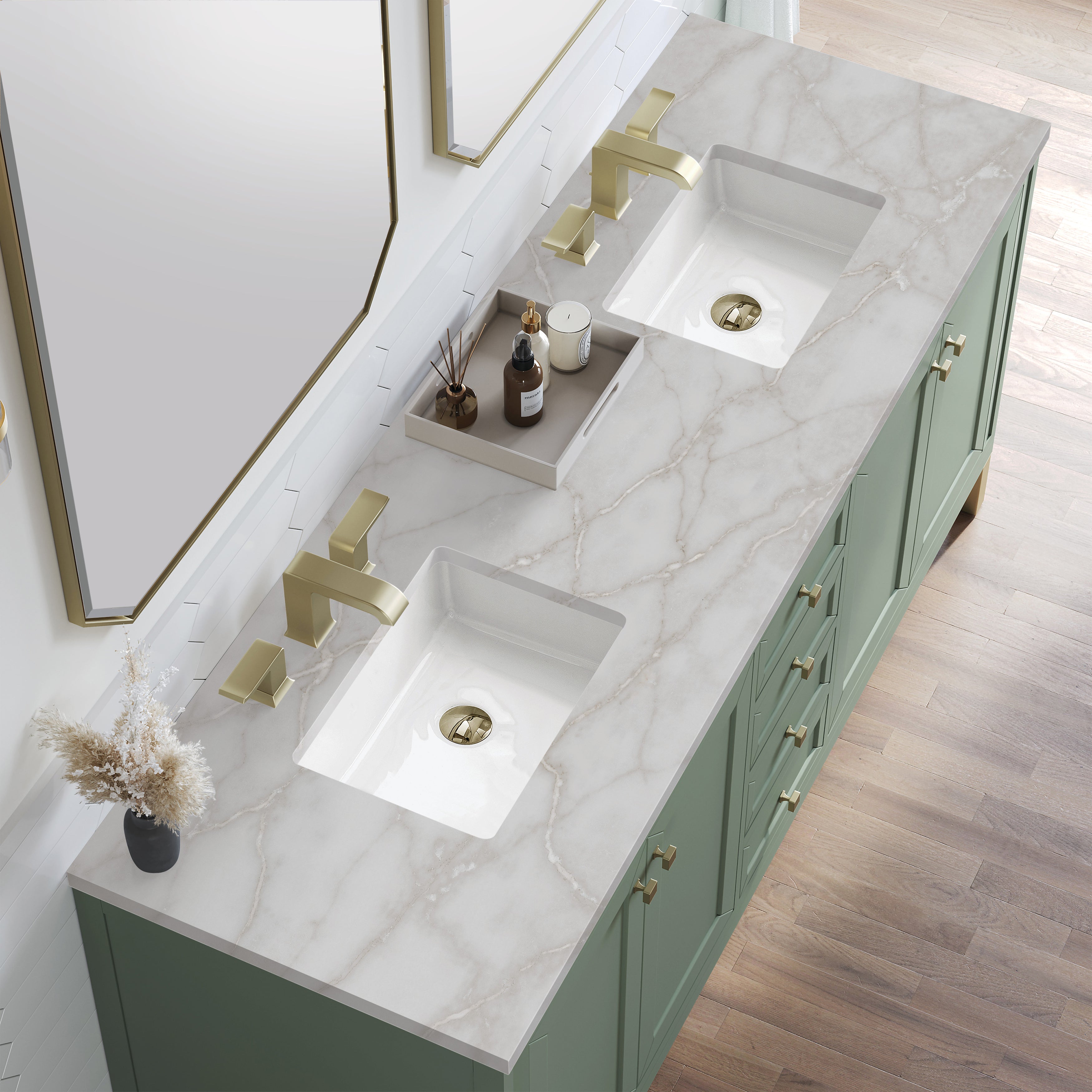 James Martin Chicago 72" Double Vanity in Smokey Celadon with 3cm Countertop