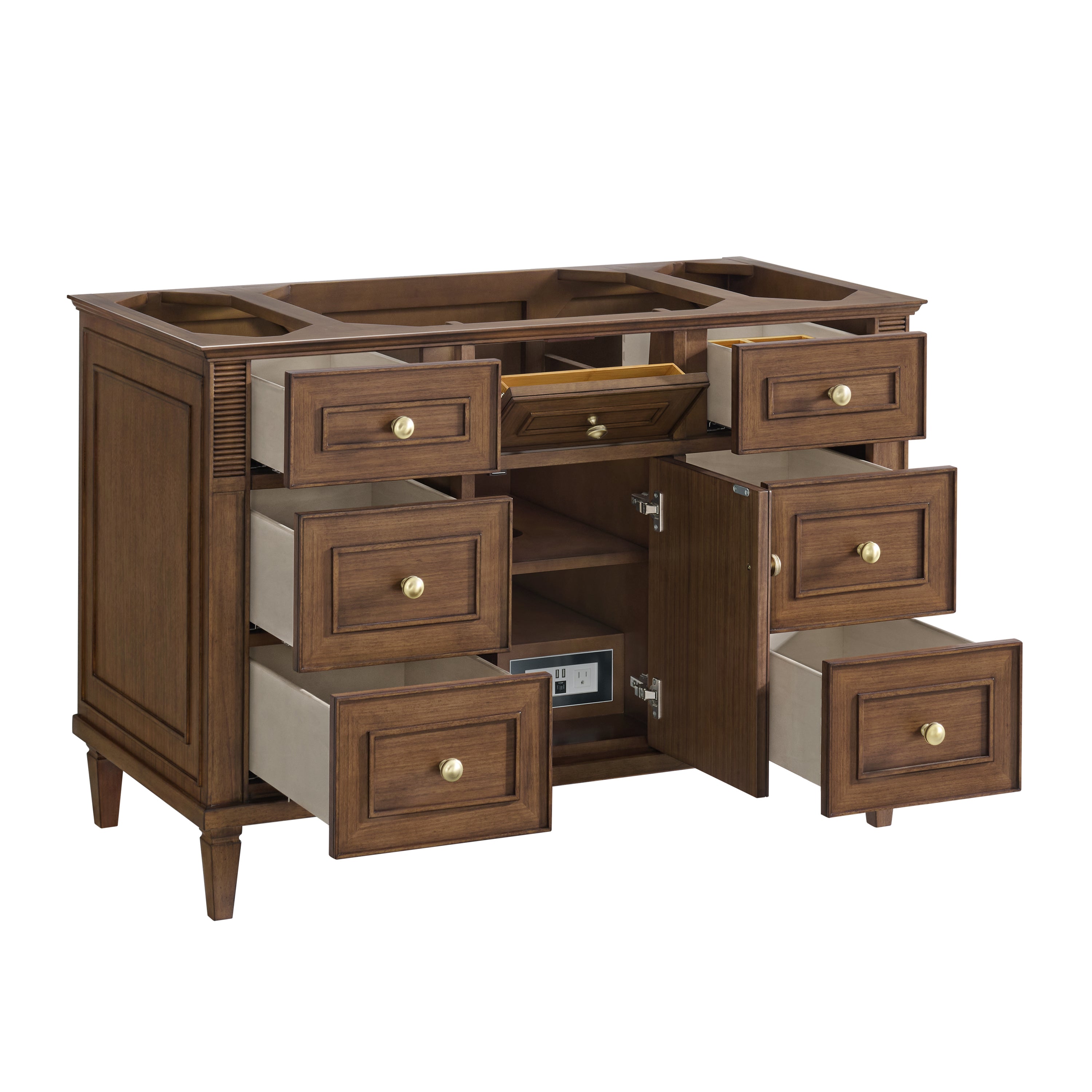 James Martin Lorelai 48" Single Vanity in Mid-Century Walnut with 3cm Countertop and FreePower Wireless Charger