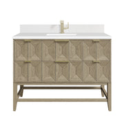 James Martin Emmeline 48" Single Vanity in Pebble Oak with 3cm Countertop