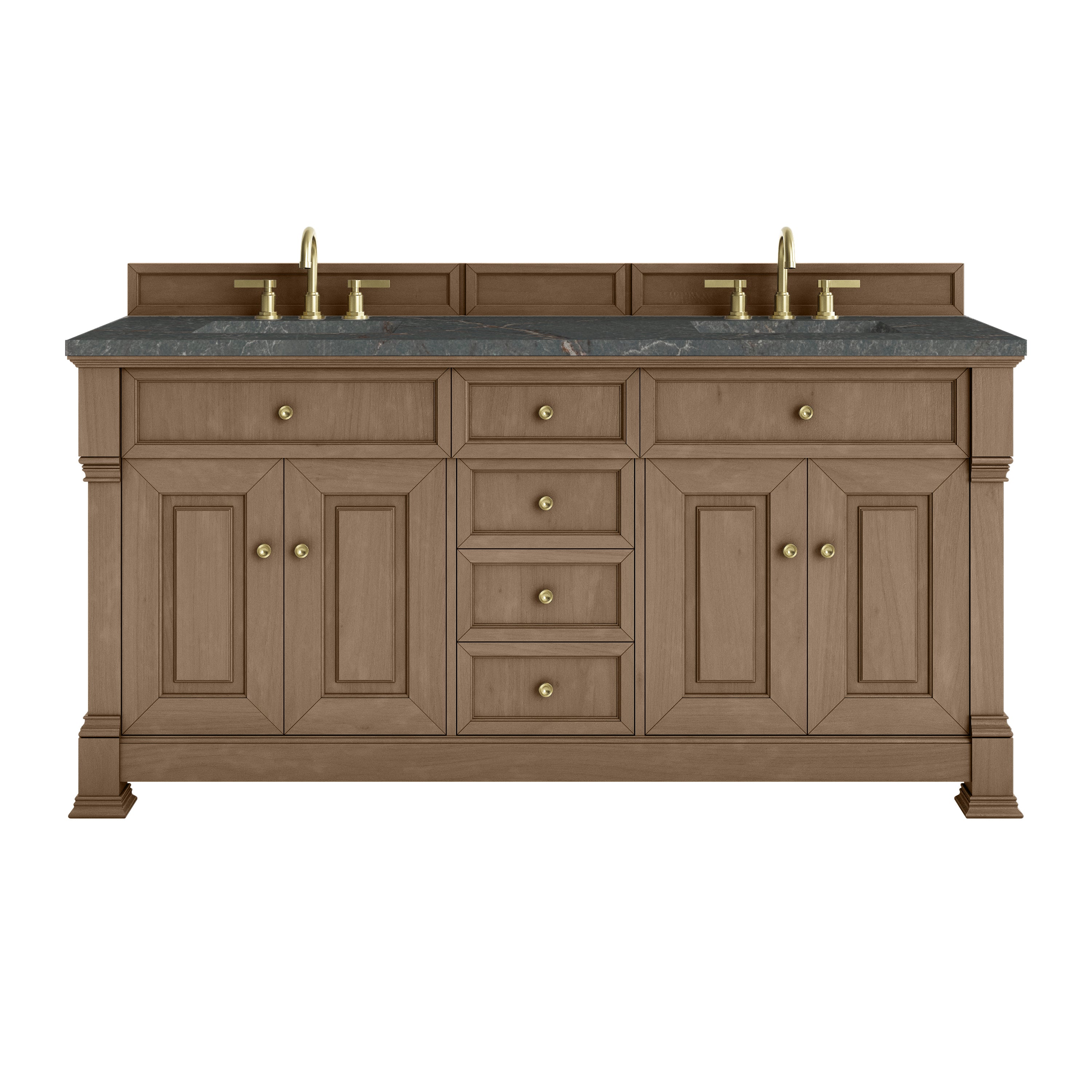 James Martin Brookfield 72" Double Vanity in Pecan with 3cm Countertop and FreePower Wireless Charger