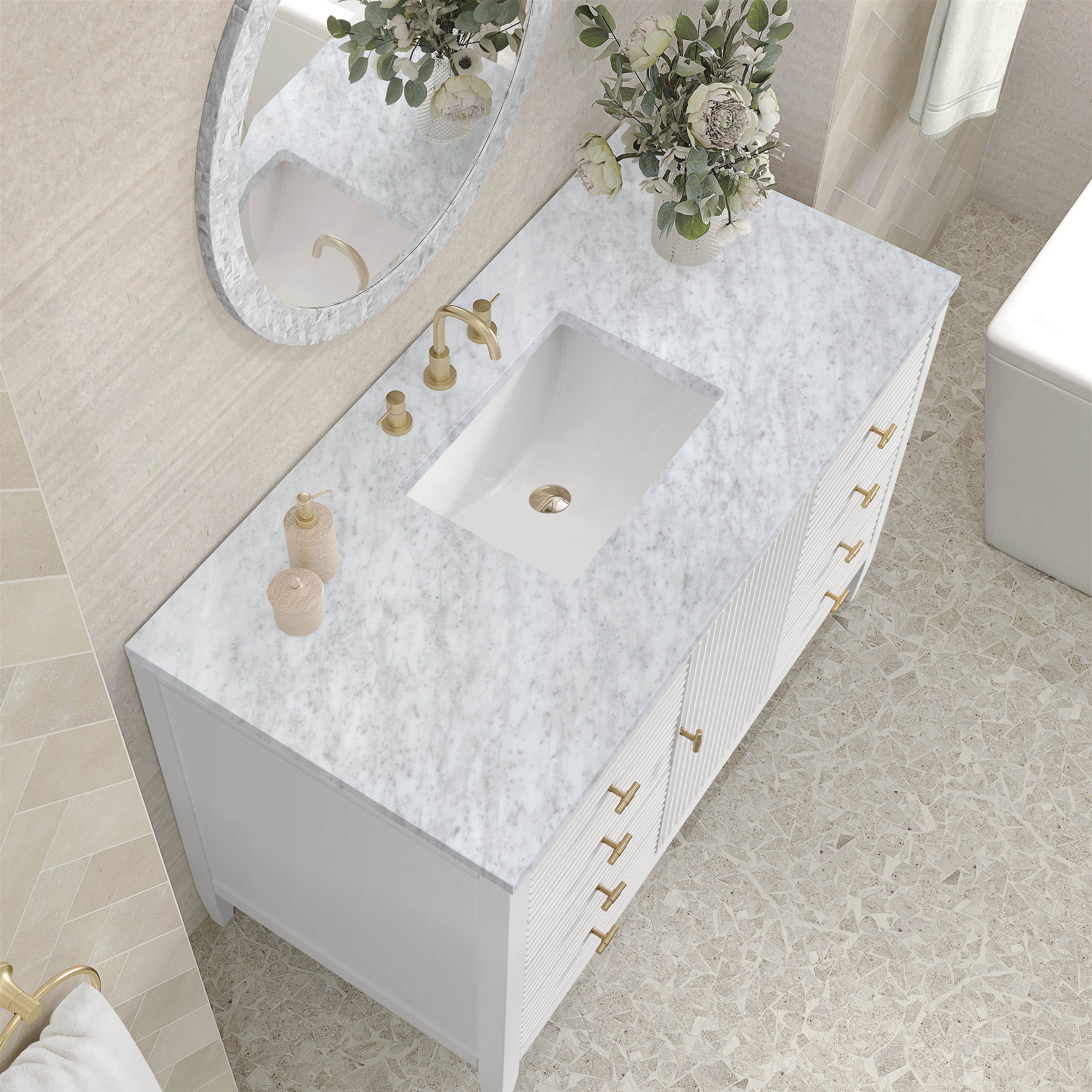 James Martin Myrrin 48" Single Vanity in Bright White with 3cm Countertop