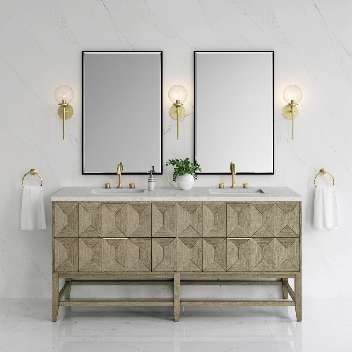 Emmeline 72" Double Vanity Cabinet, Pebble Oak