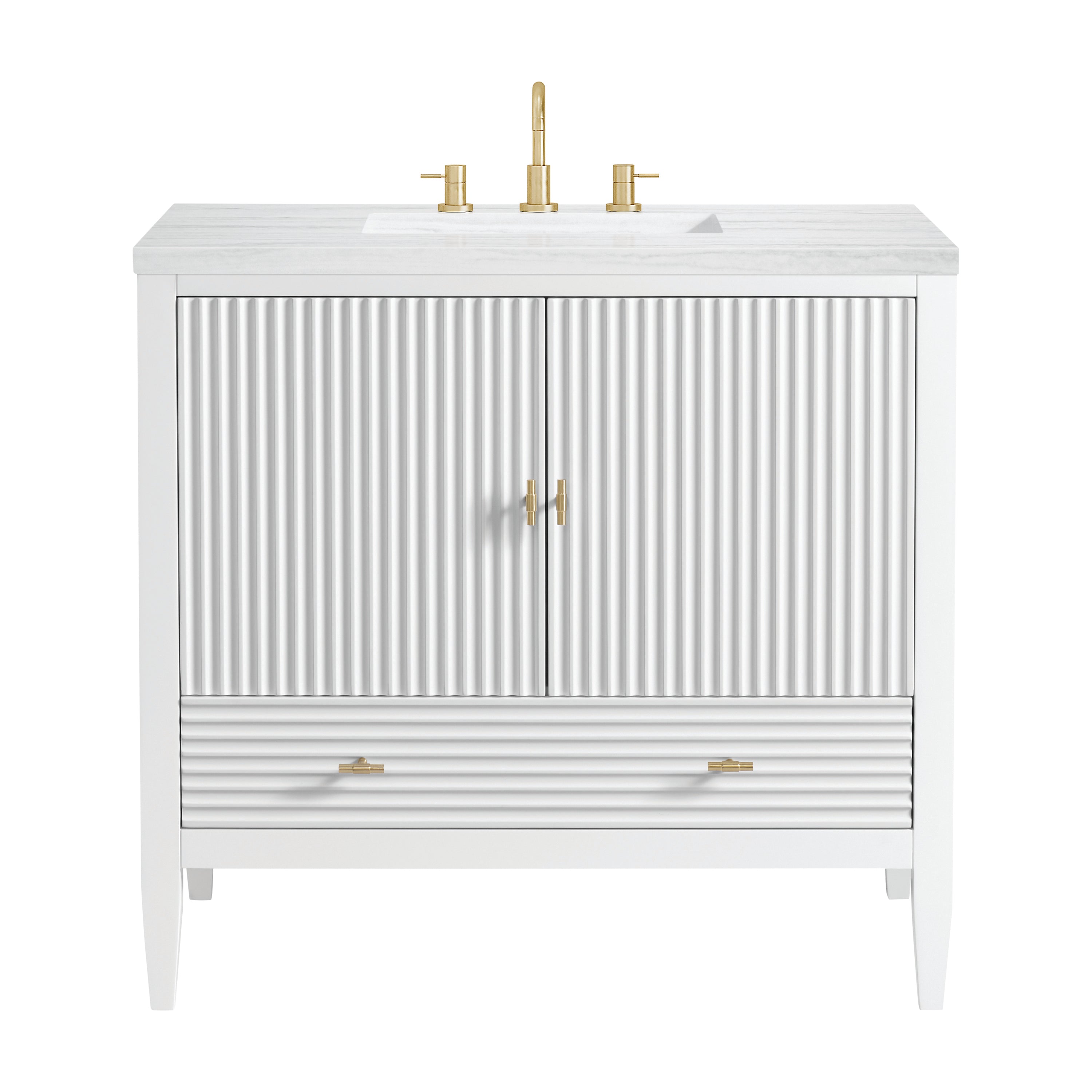James Martin Myrrin 36" Vanity in Bright White with 3cm Countertop