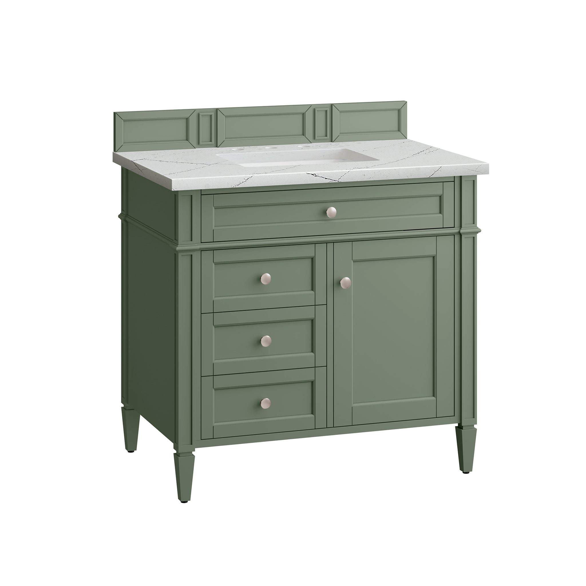 James Martin Brittany 36" Single Vanity in Smokey Celadon with 3cm Countertop