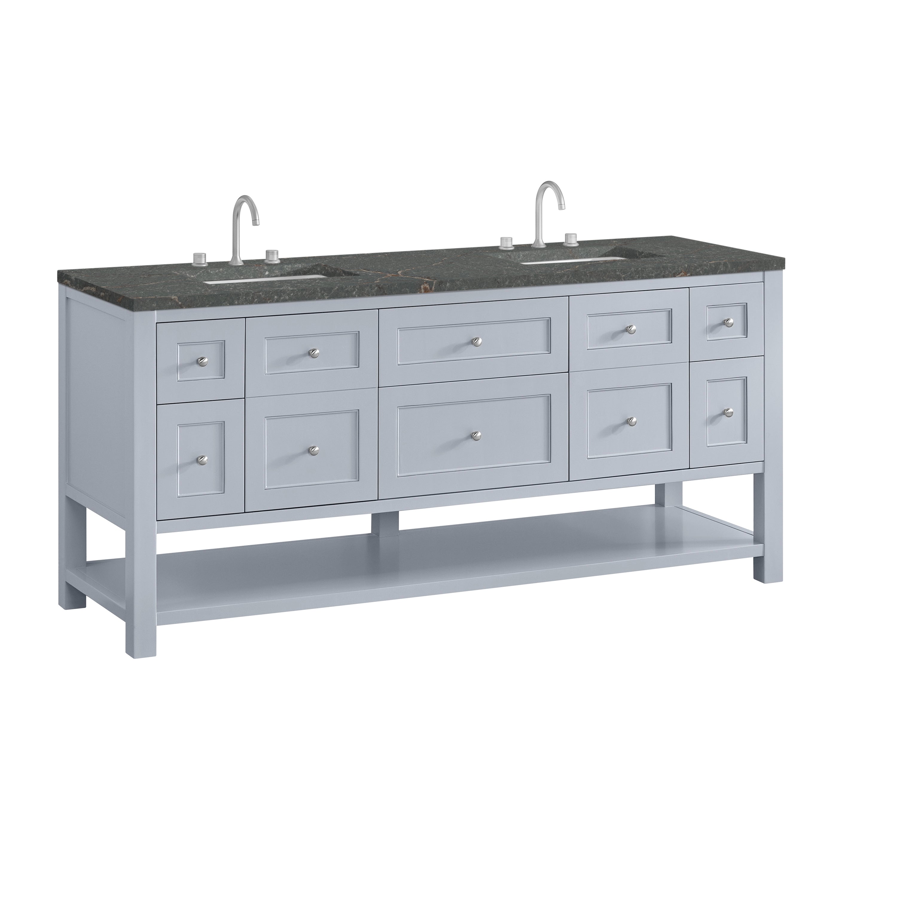 James Martin Breckenridge 72" Double Vanity in Serenity Blue with 3cm Countertop and FreePower Wireless Charger