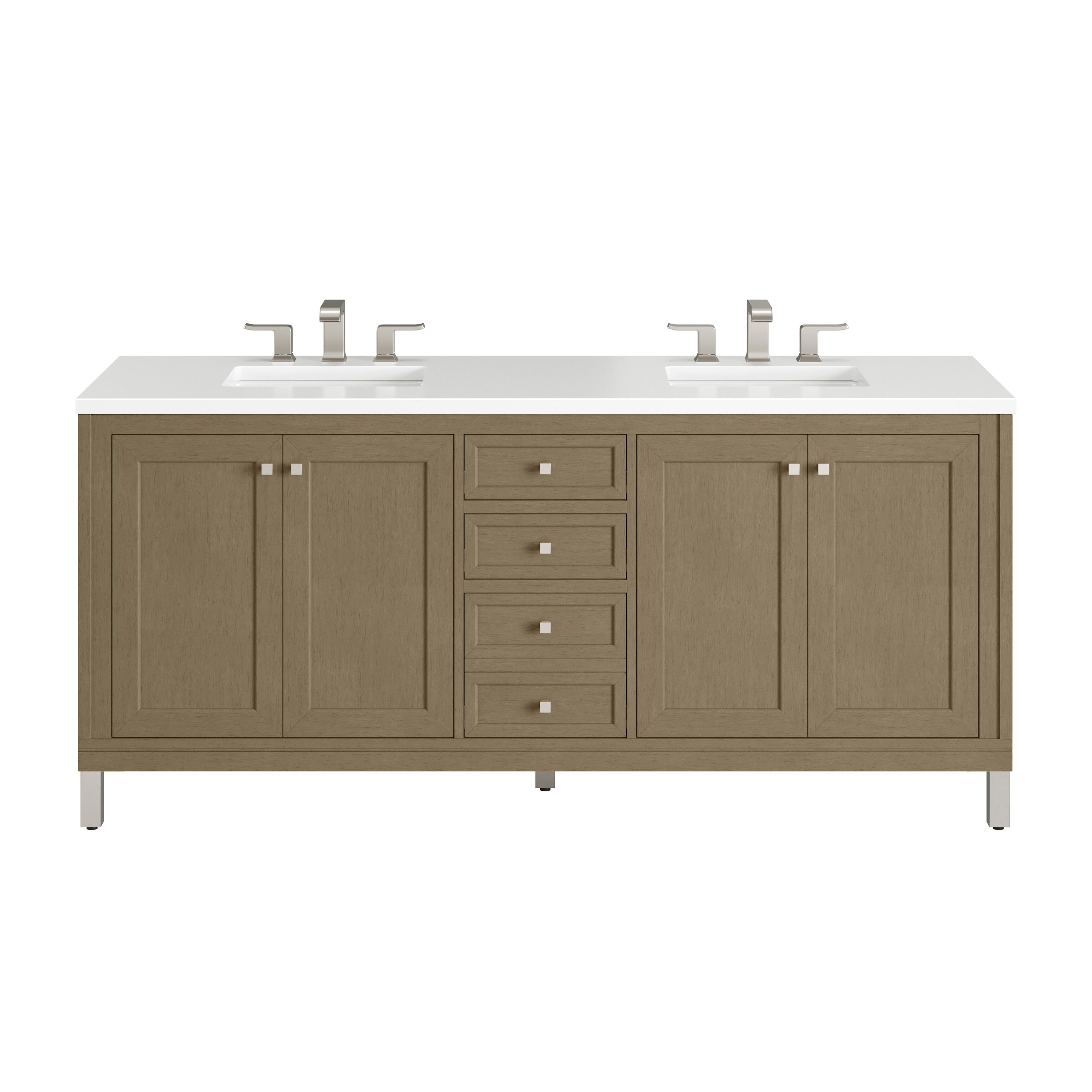 James Martin Chicago 72" Double Vanity in Walnut Whisper with 3cm Countertop