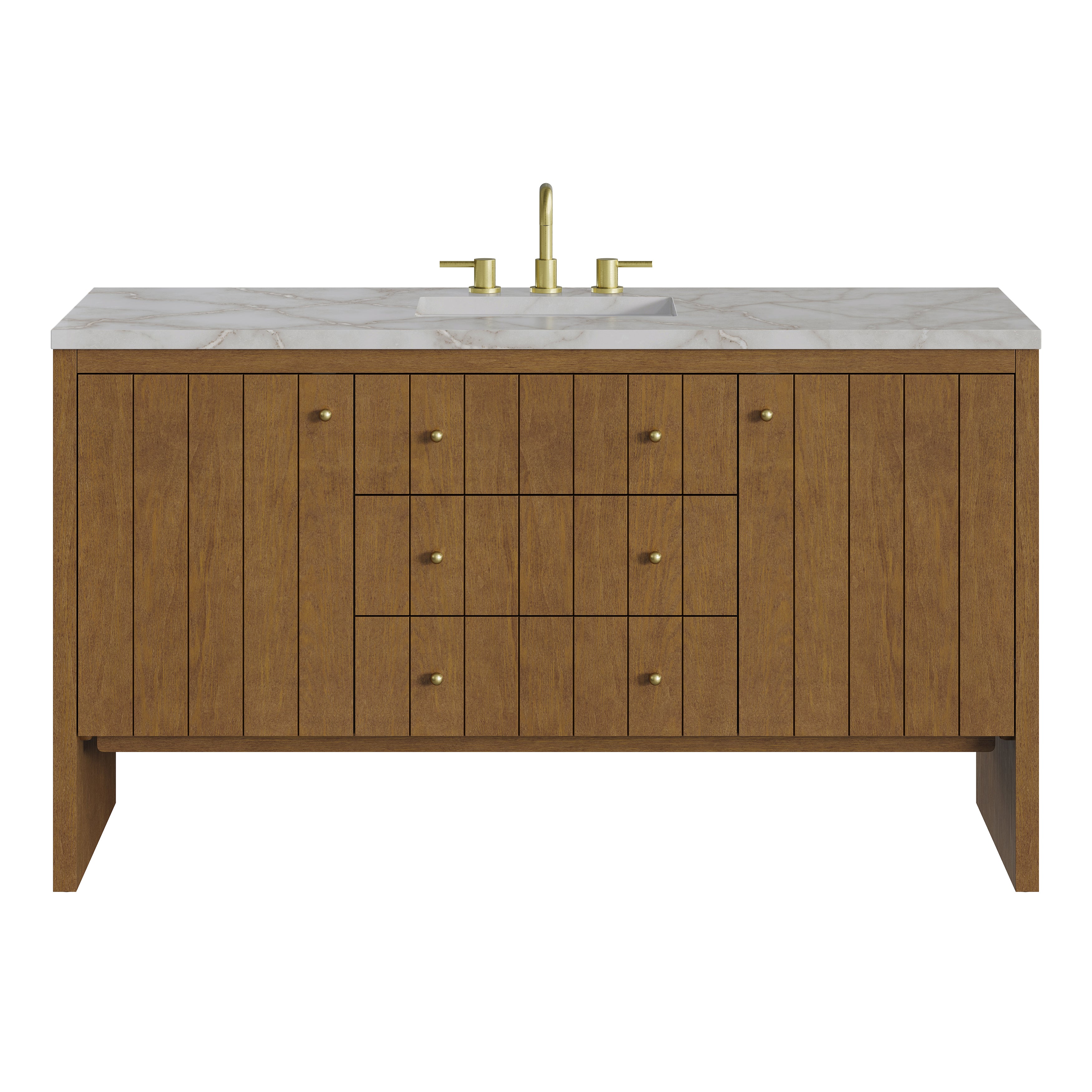 James Martin Hudson 60" Single Vanity in Honey Oak with 3cm Countertop and FreePower Wireless Charger