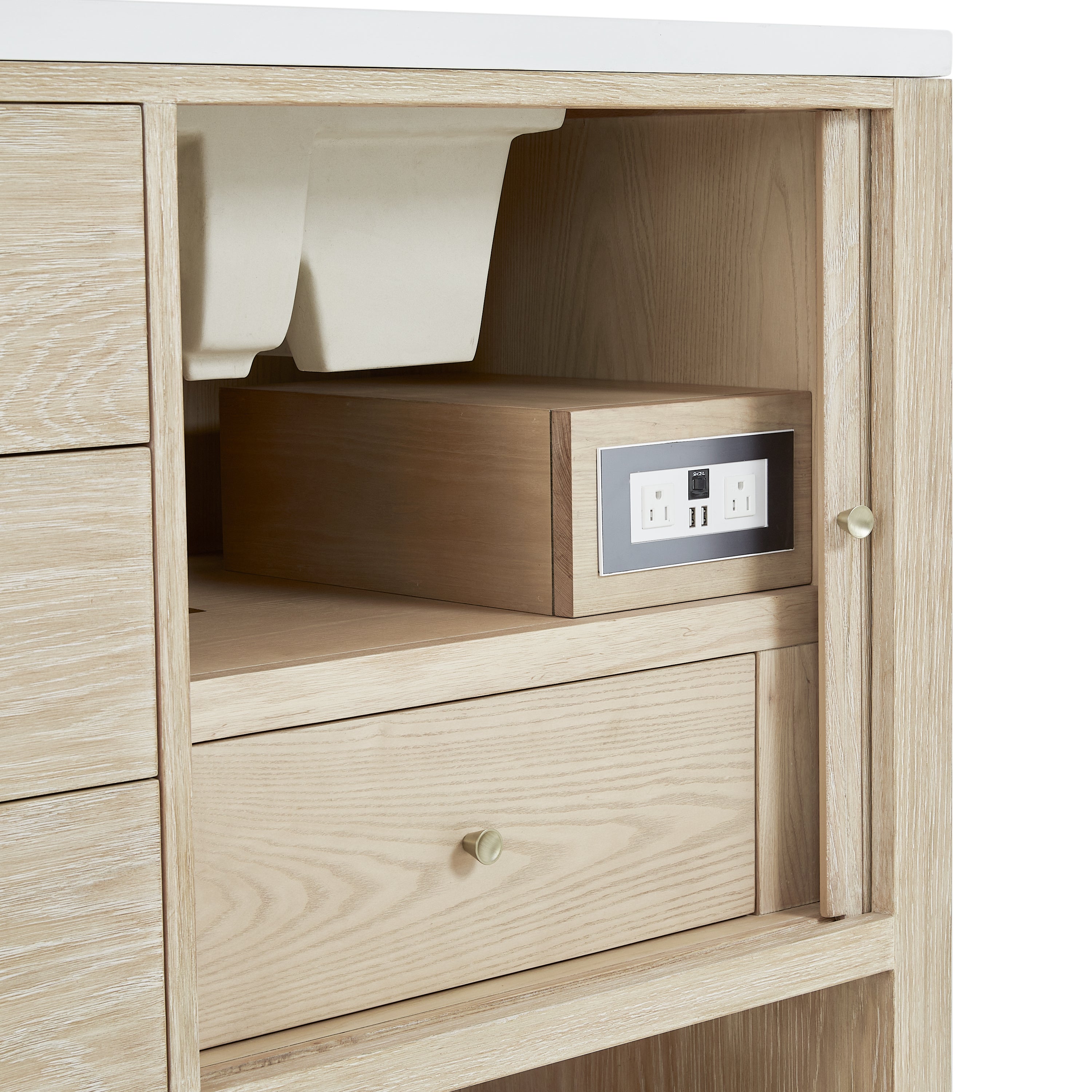 James Martin Marigot 72" Double Vanity in Sunwashed Oak with 3cm Countertop and FreePower Wireless Charger