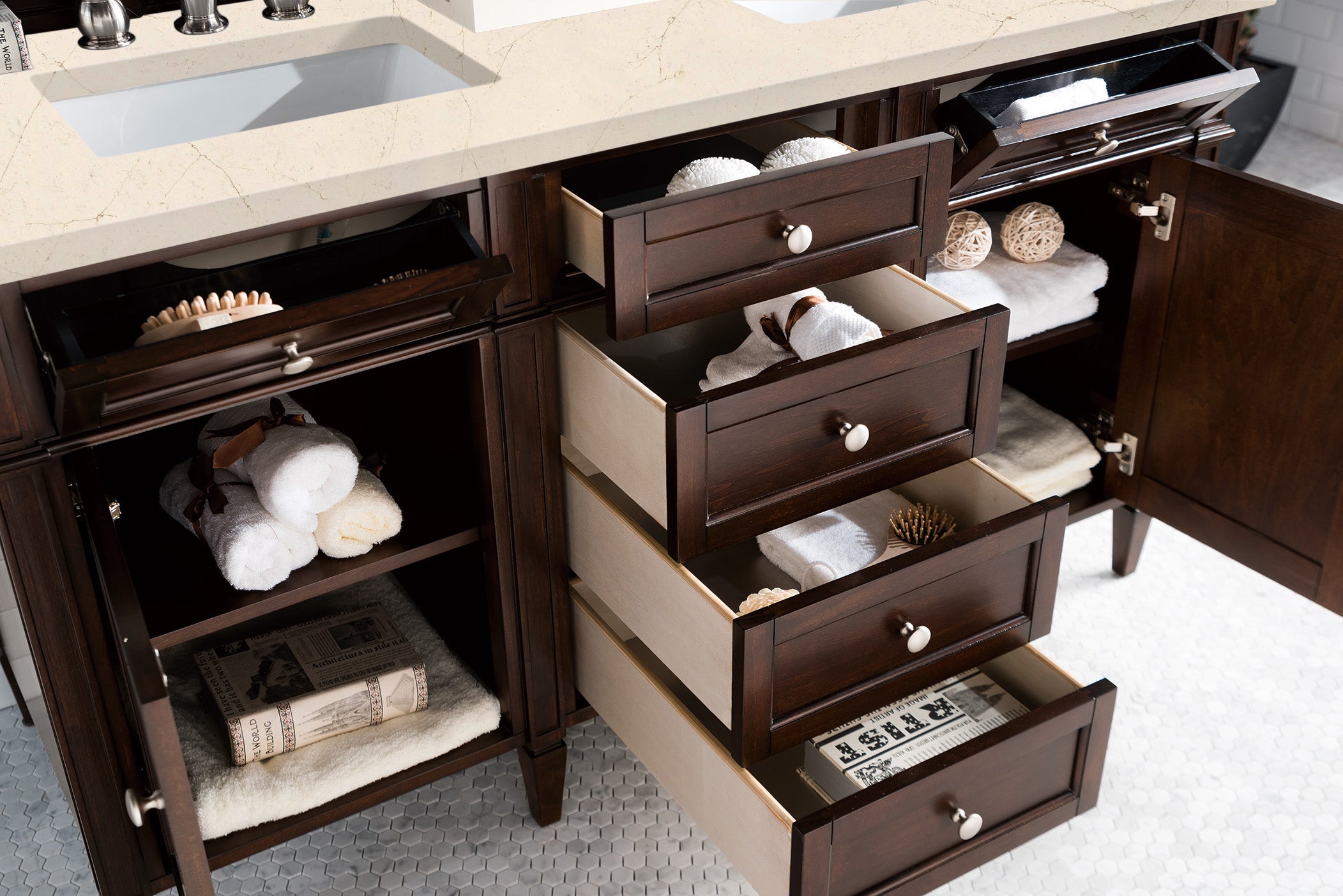 James Martin Brittany 60" Double Vanity in Burnished Mahogany with 3cm Countertop