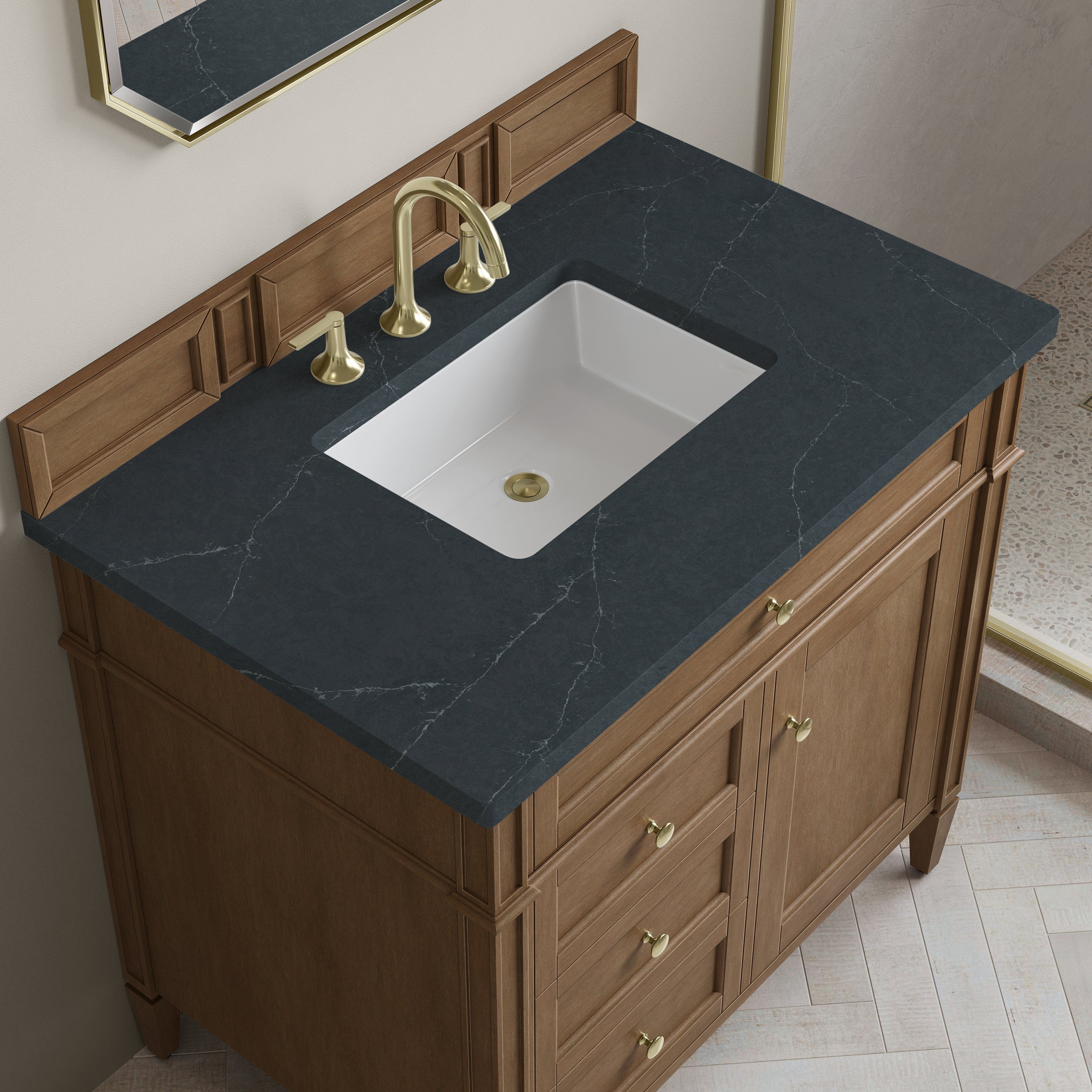 James Martin Brittany 36" Single Vanity in Pecan with 3cm Countertop