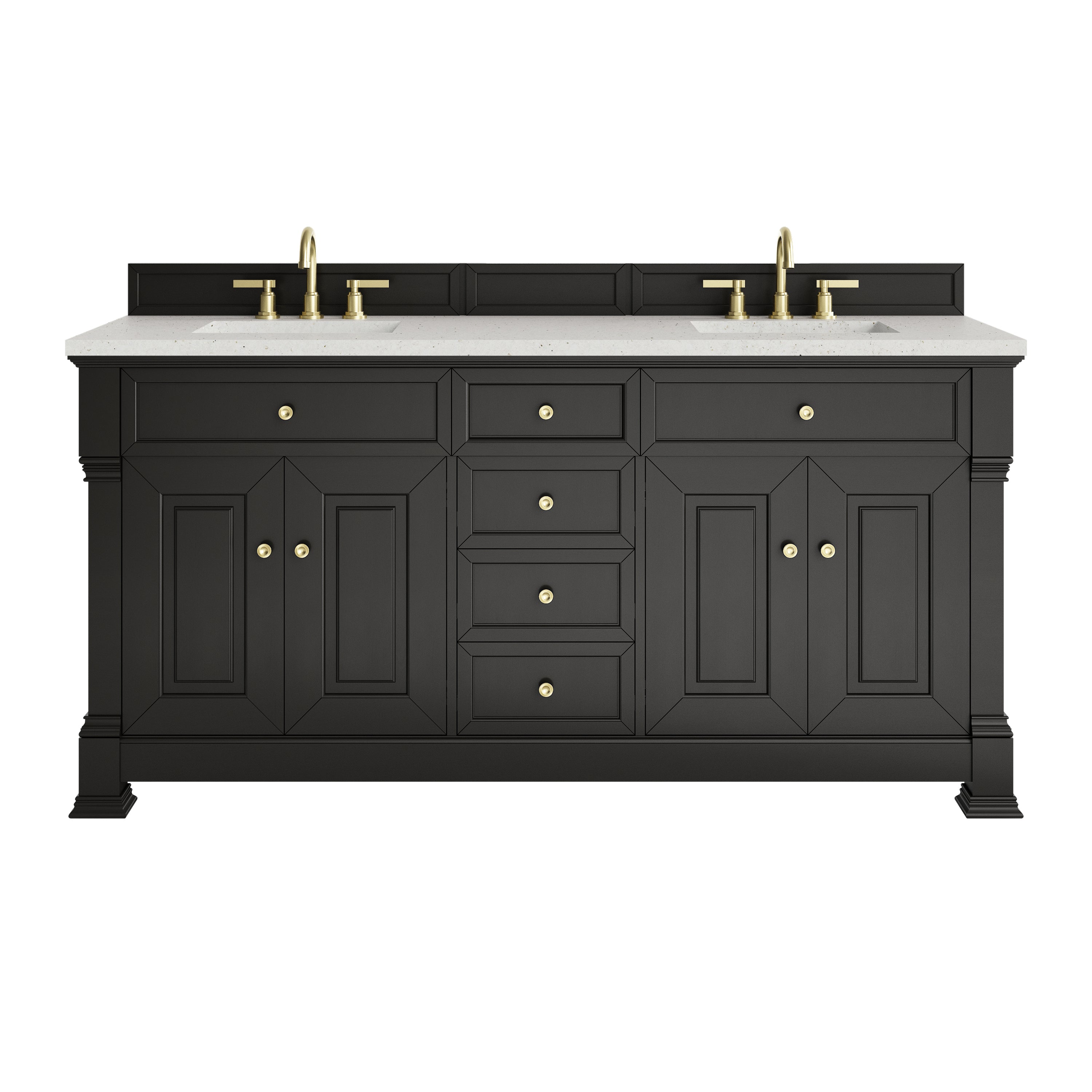 James Martin Brookfield 72" Double Vanity in Black Onyx with 3cm Countertop