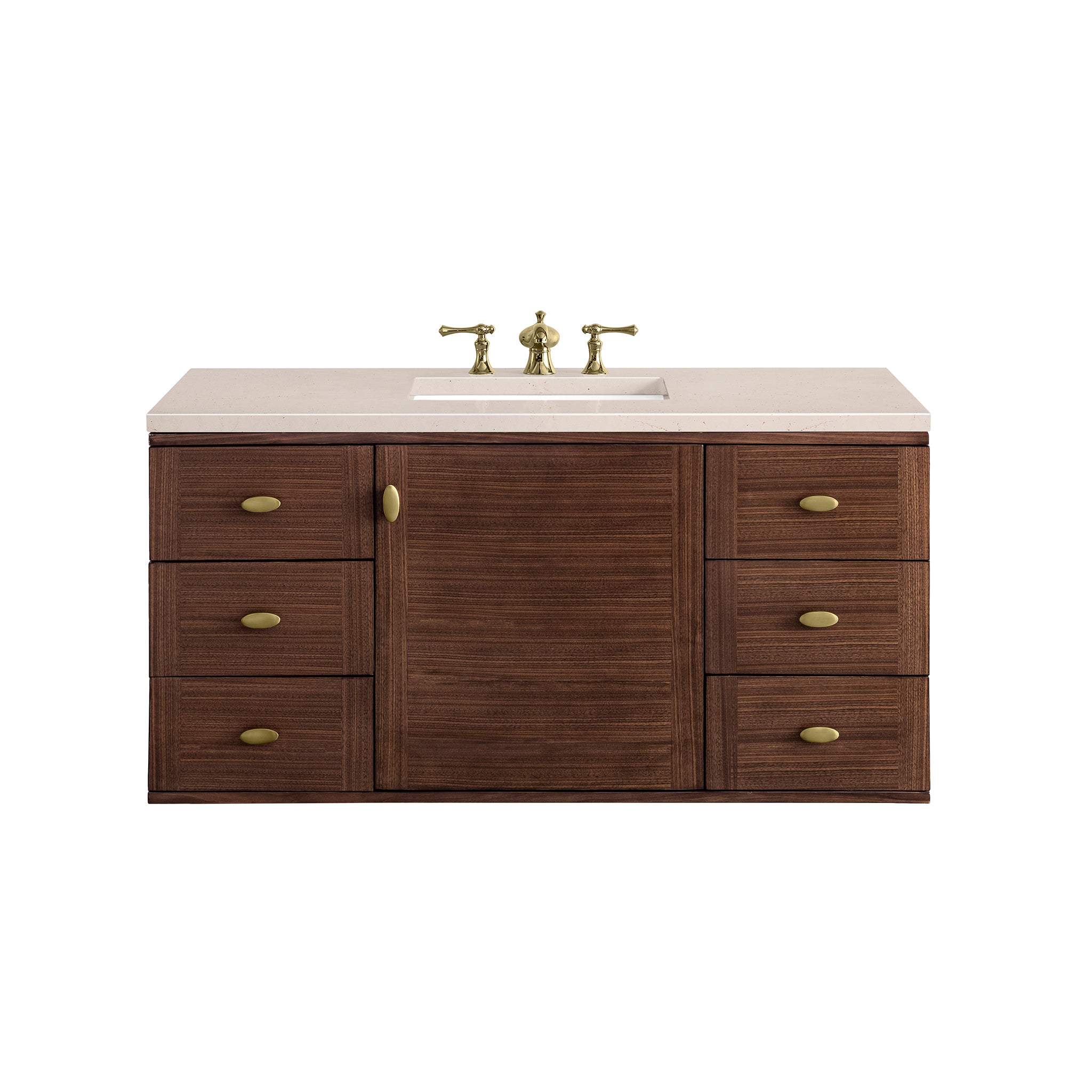 James Martin Amberly 48" Single Vanity in Mid-Century Walnut with 3cm Countertop