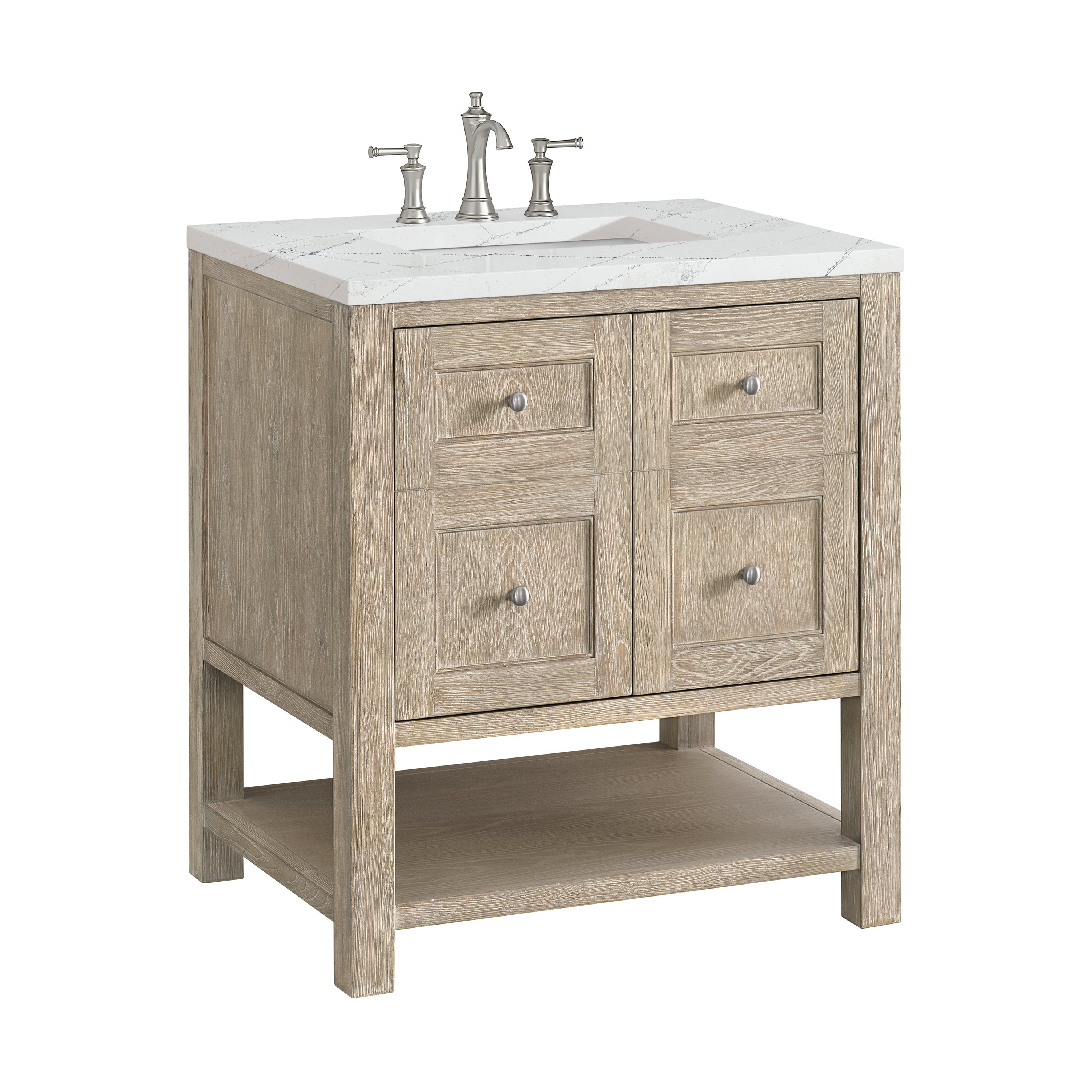 James Martin Breckenridge 30" Single Vanity in Whitewashed Oak with 3cm Countertop