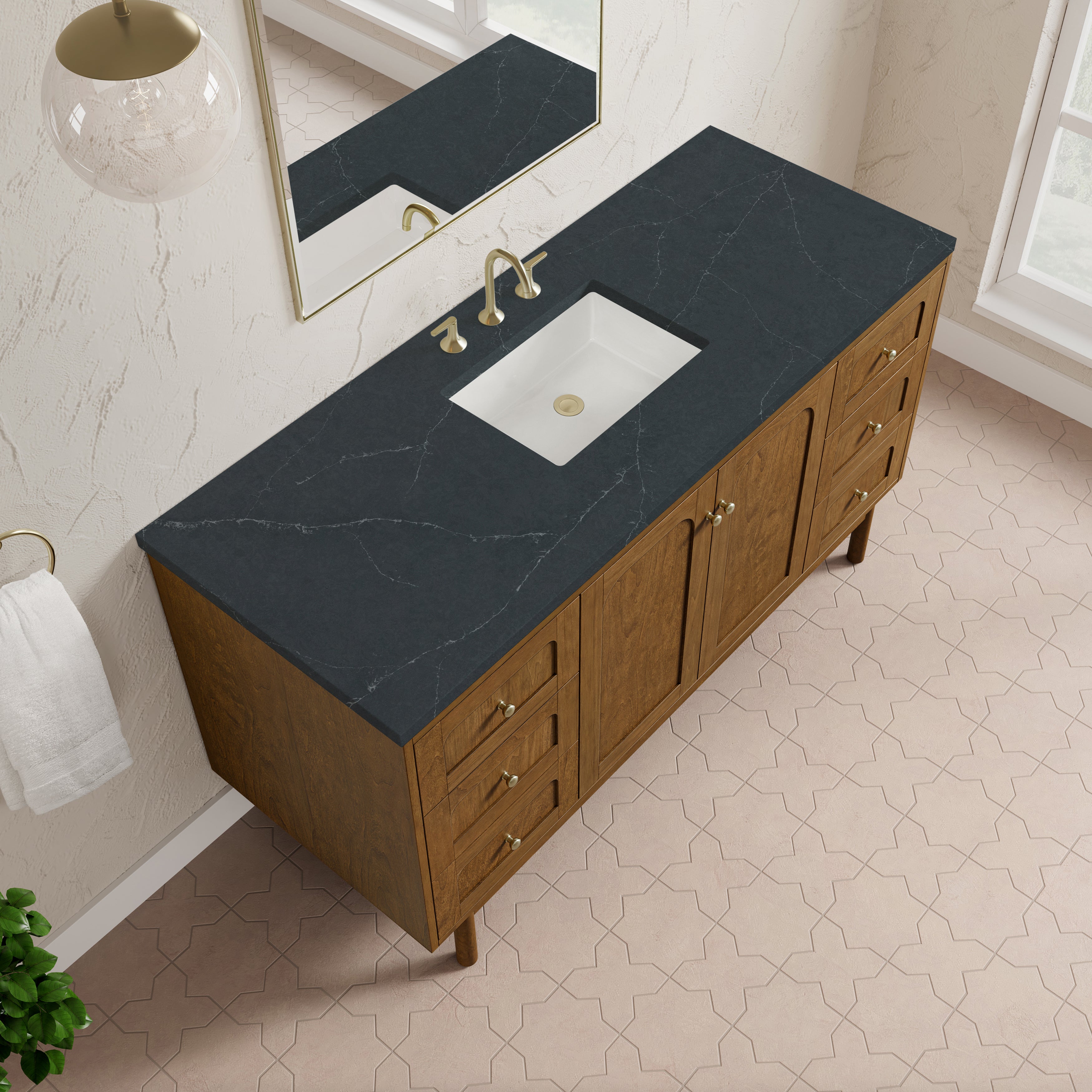 James Martin Laurent 60" Single Vanity in Honey Oak with 3cm Countertop
