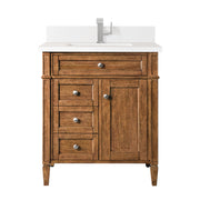 James Martin Brittany 30" Single Vanity in Saddle Brown with 3cm Countertop