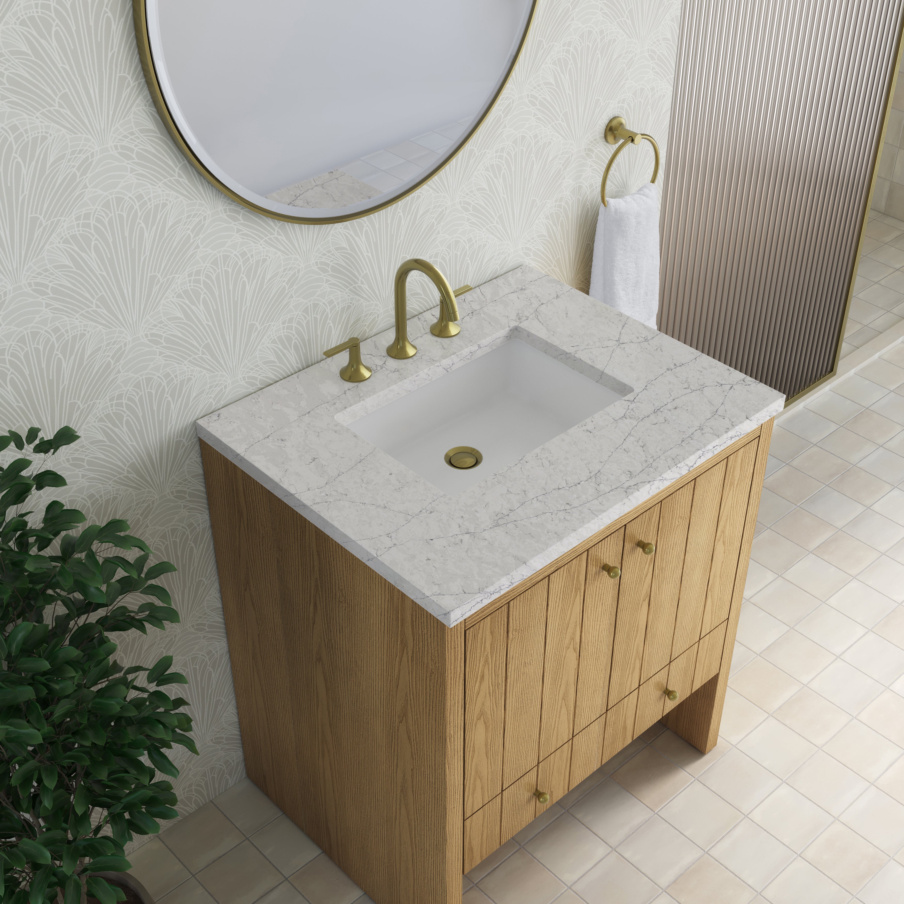 James Martin Hudson 30" Single Vanity in Light Natural Oak with 3cm Countertop