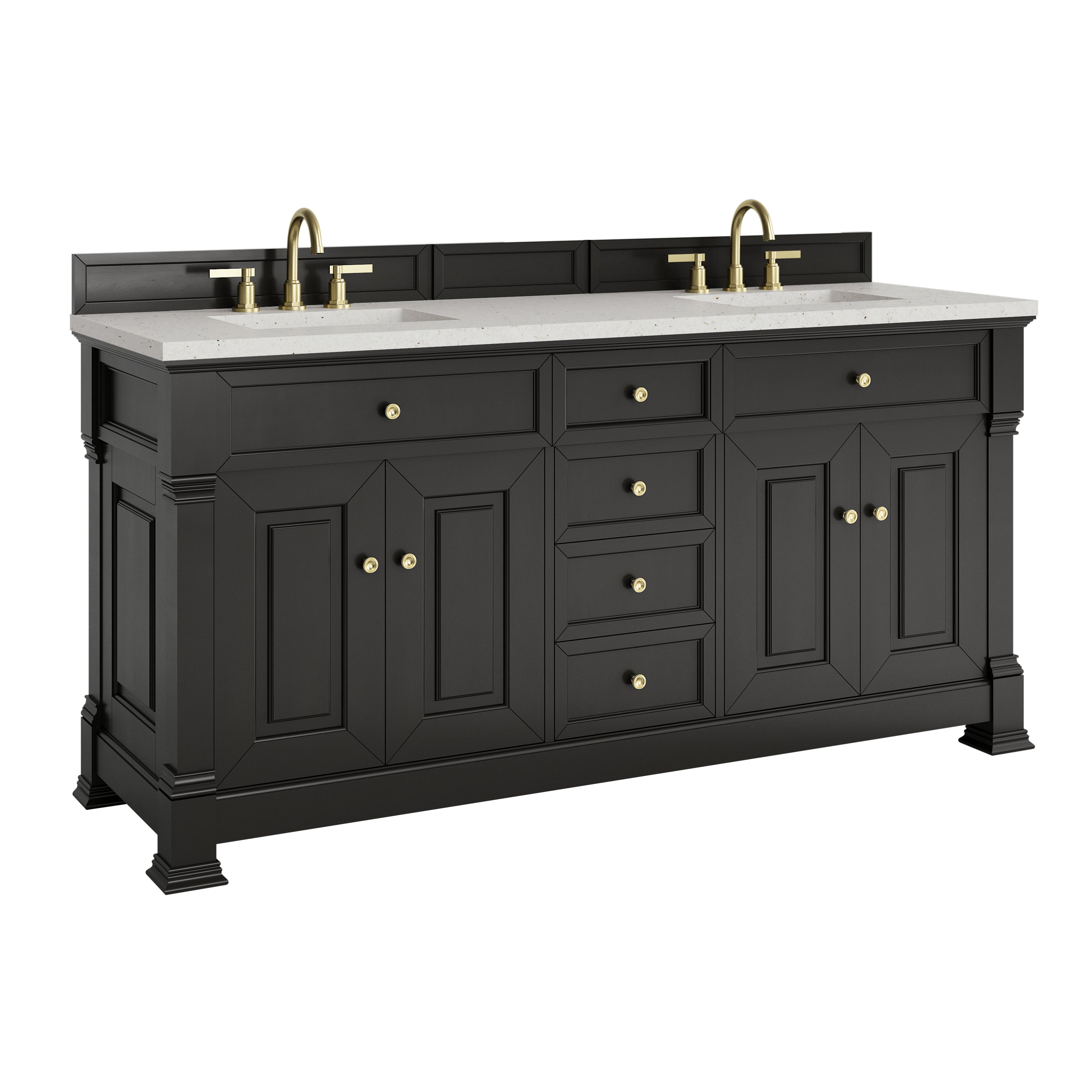 James Martin Brookfield 72" Double Vanity in Black Onyx with 3cm Countertop
