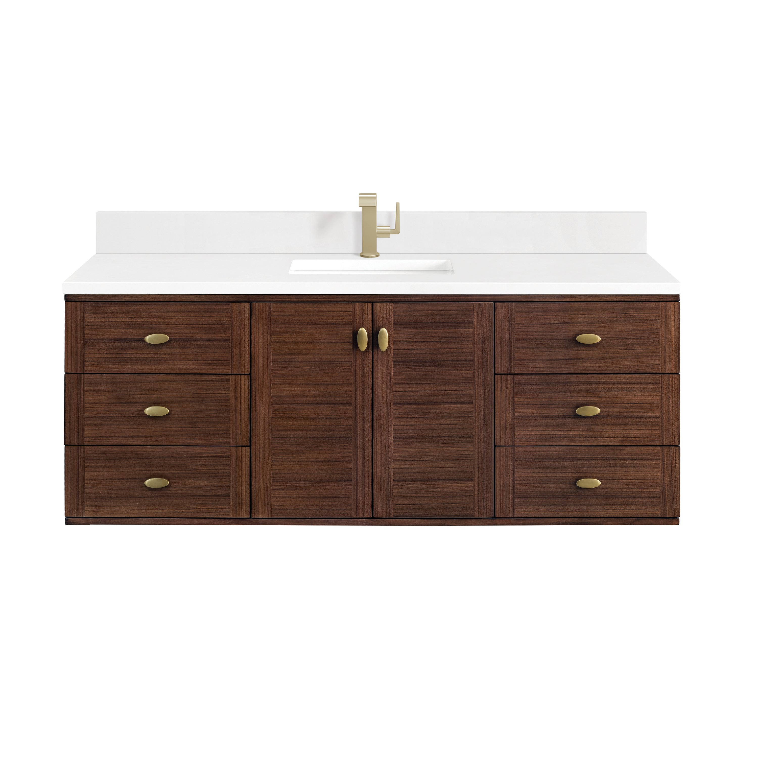 James Martin Amberly 60" Single Vanity in Mid-Century Walnut with 3cm Countertop