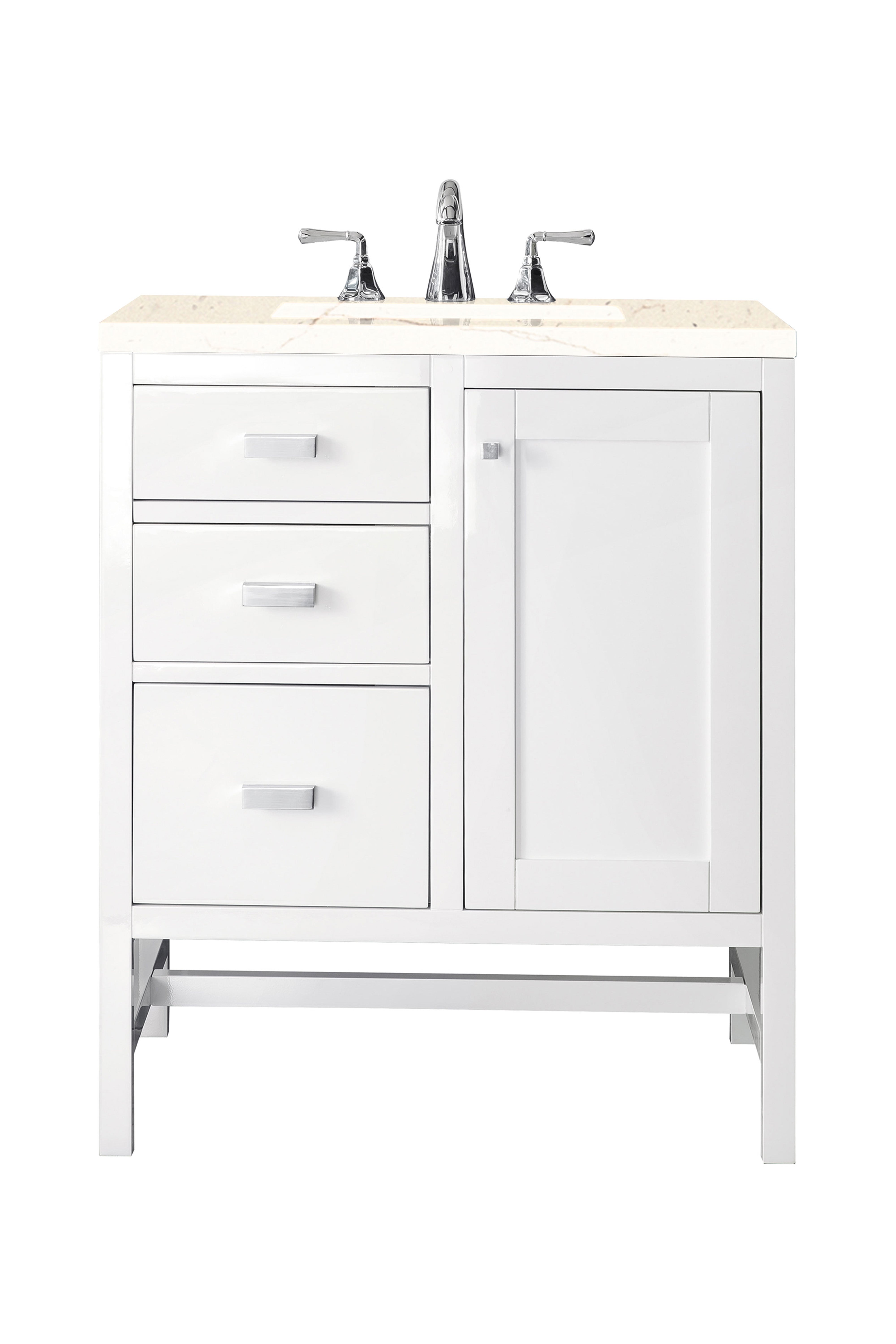 James Martin Addison 30" Single Vanity in Glossy White with 3cm Countertop