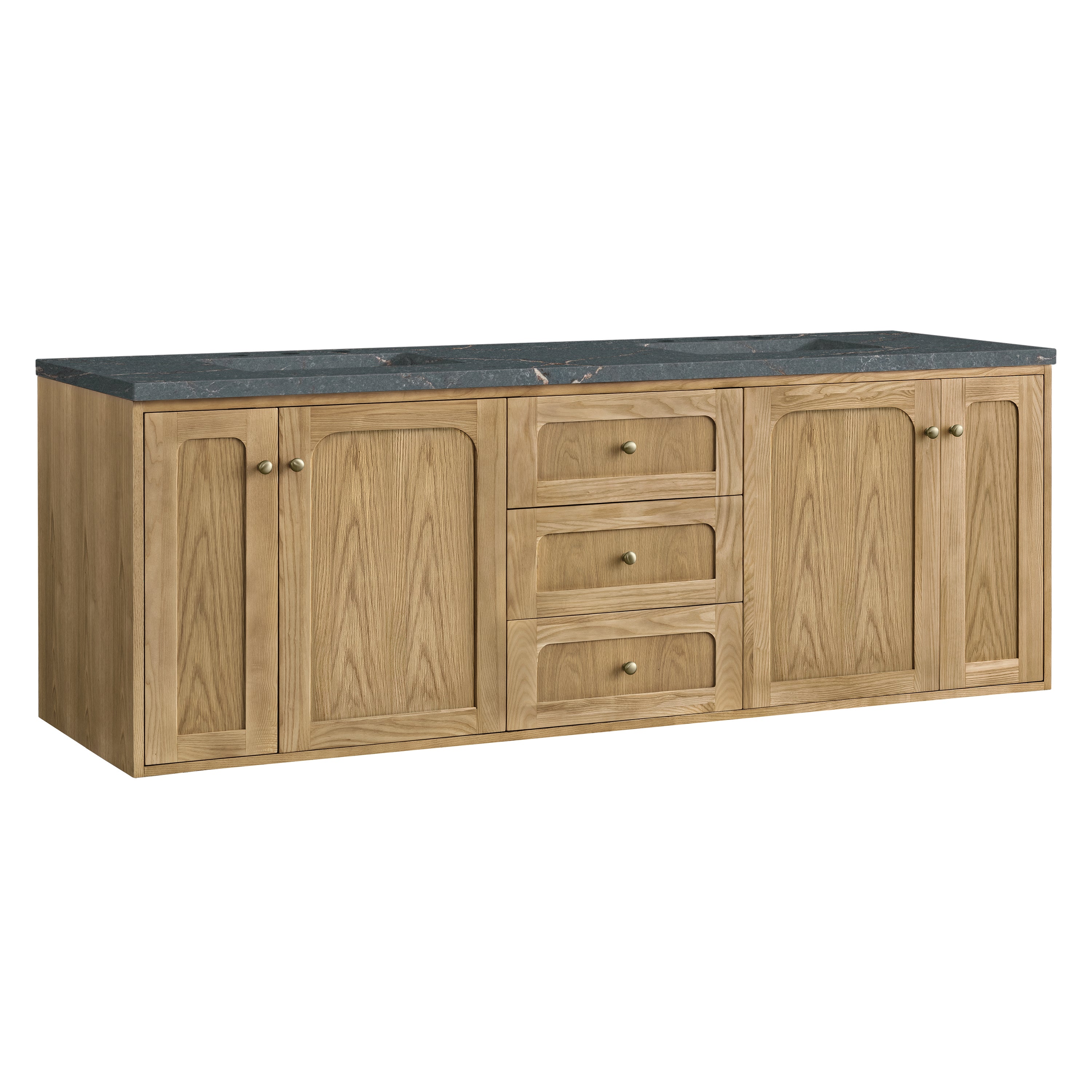 James Martin Laurent 72" Double Vanity in Light Natural Oak with 3cm Countertop and FreePower Wireless Charger