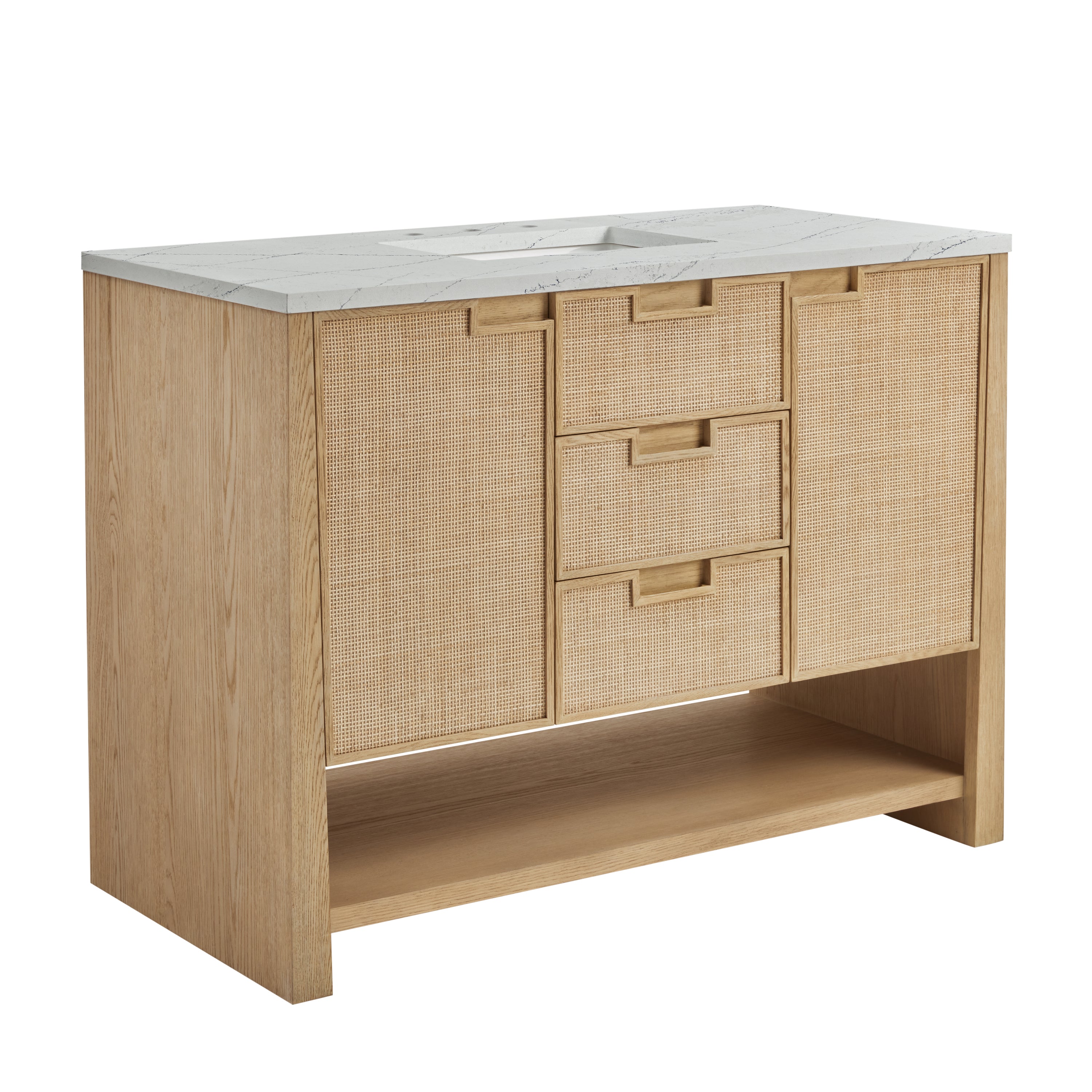 James Martin Solene 48" Single Vanity in Seaside Oak with 3cm Countertop and FreePower Wireless Charger
