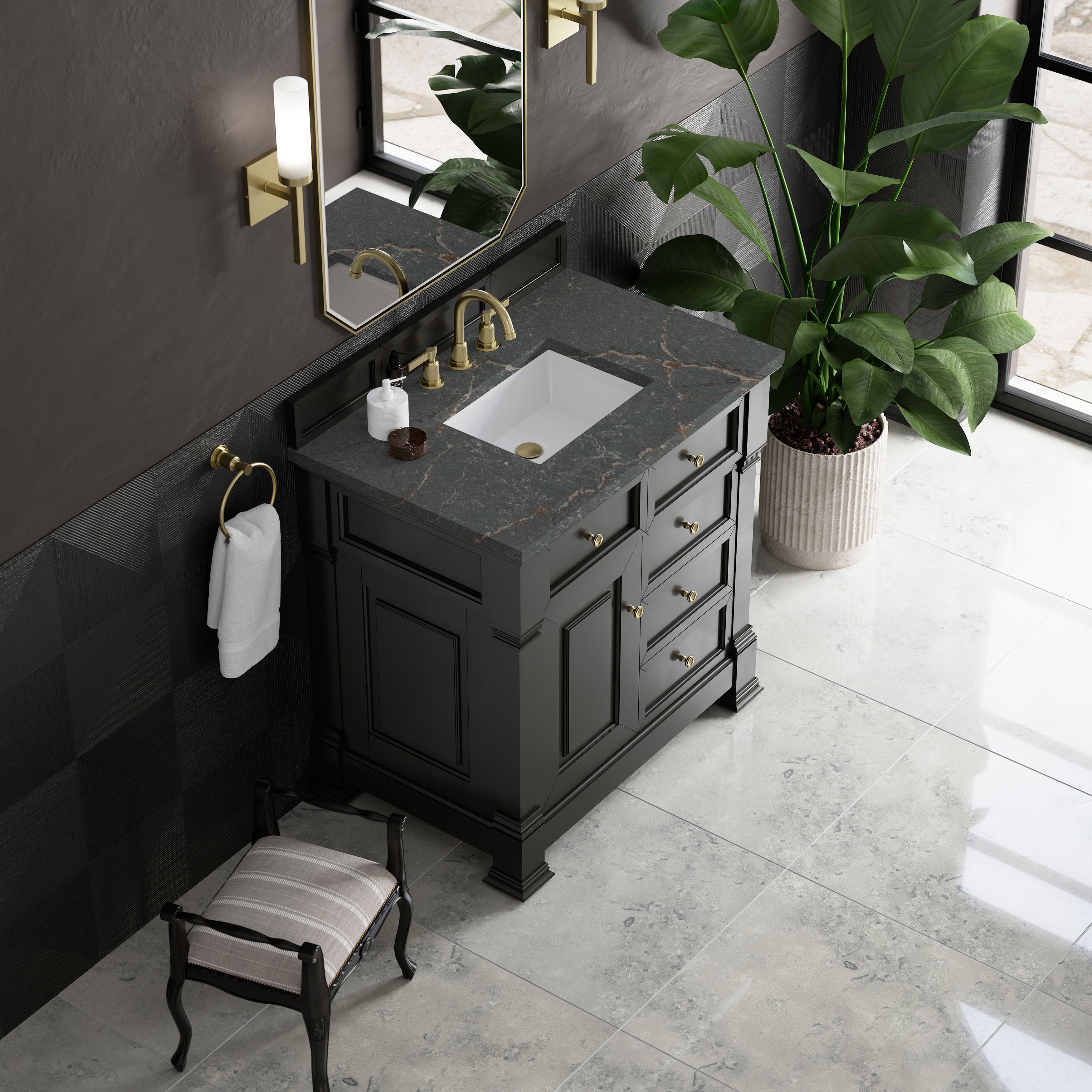 James Martin Brookfield 36" Single Vanity in Black Onyx with 3cm Countertop
