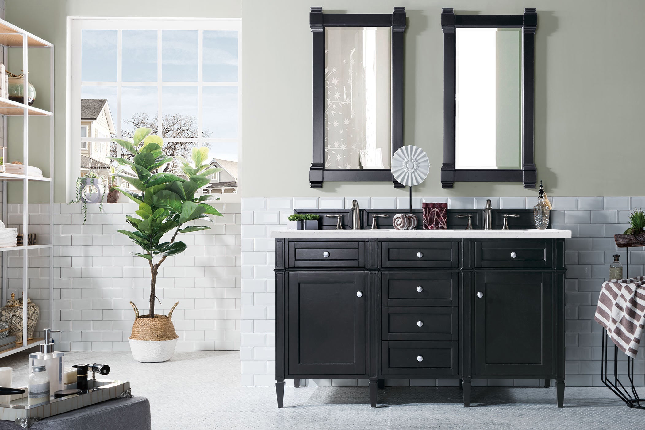 James Martin Brittany 60" Double Vanity in Black Onyx with 3cm Countertop