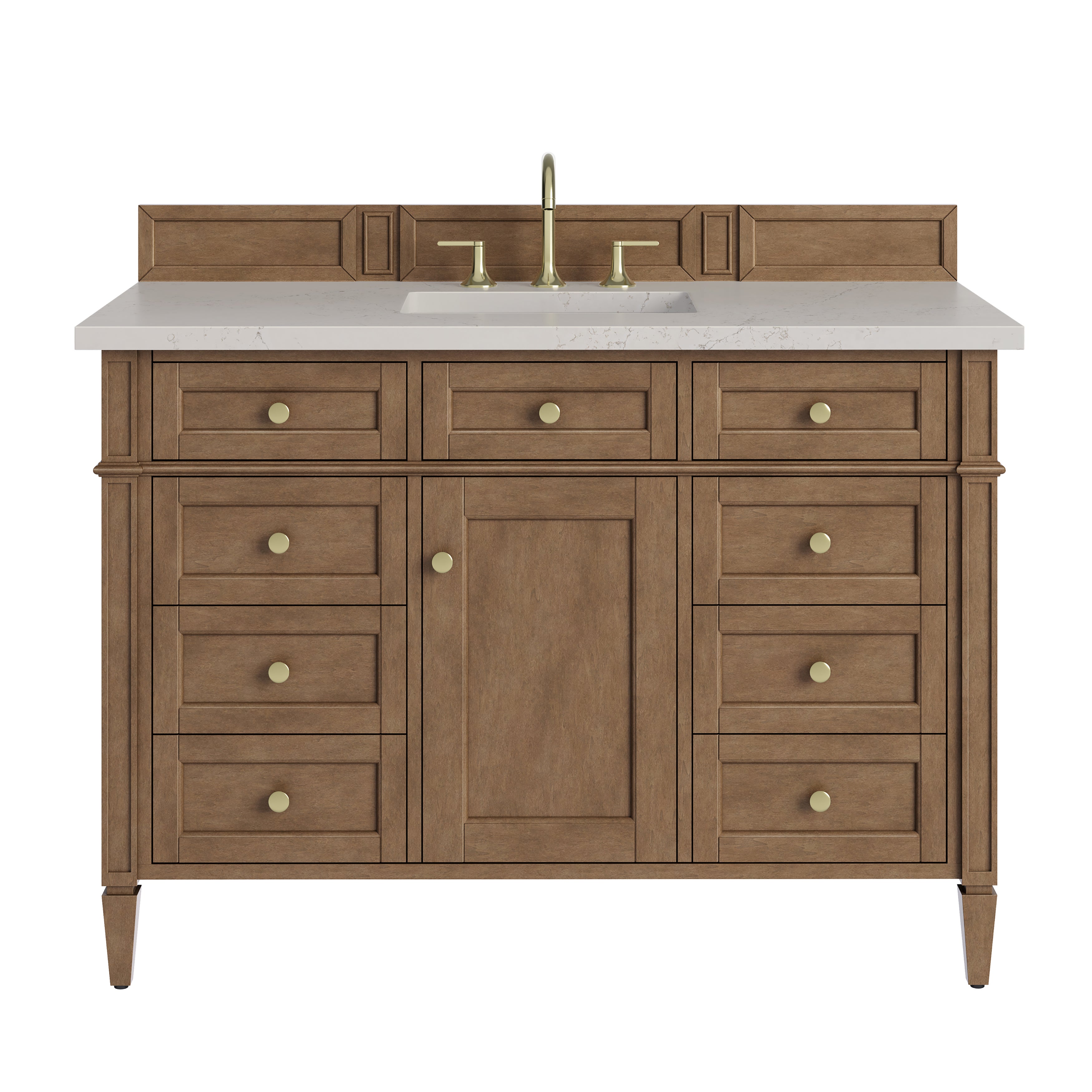 James Martin Brittany 48" Single Vanity in Pecan with 3cm Countertop and FreePower Wireless Charger