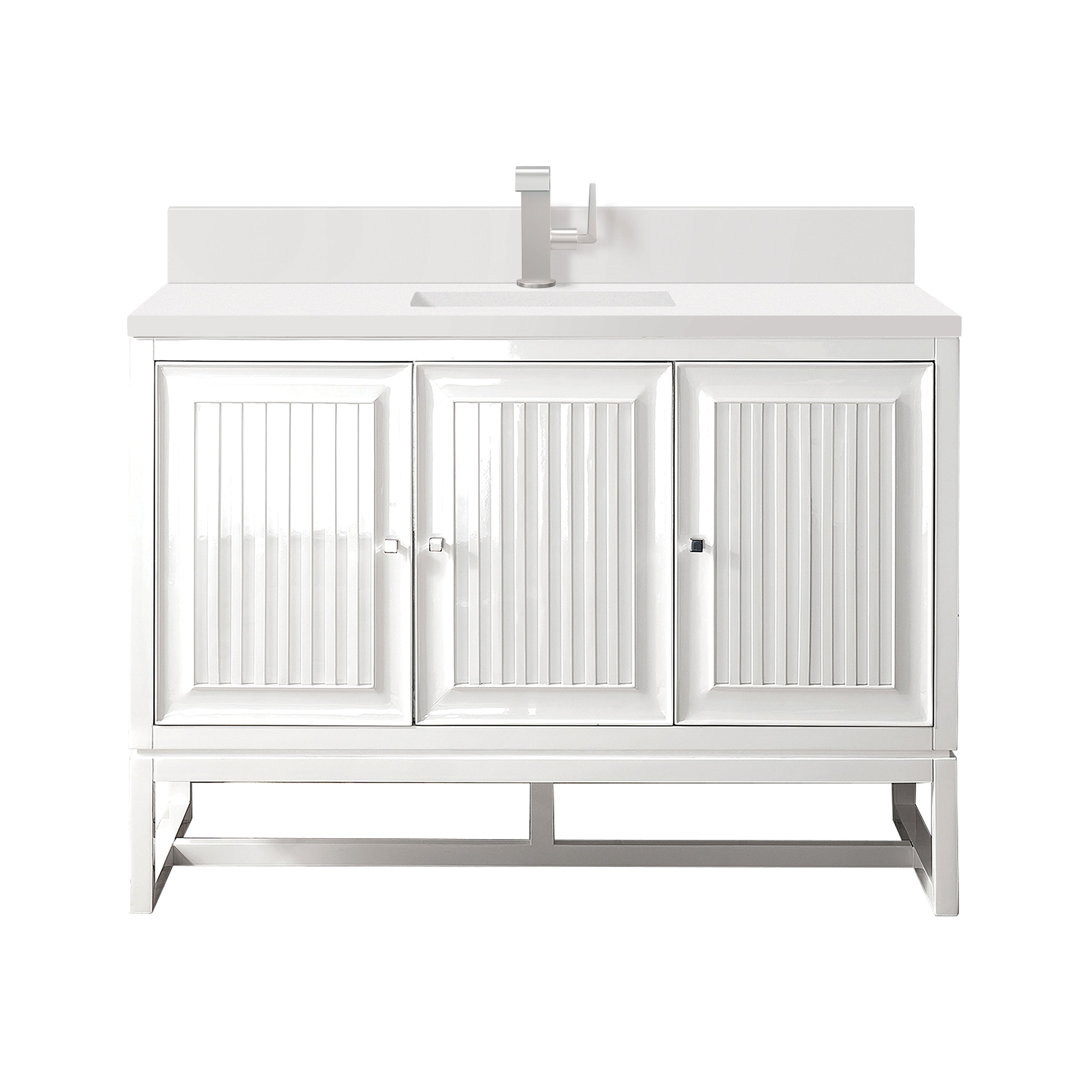 James Martin Athens 48" Single Vanity in Glossy White with 3cm Countertop