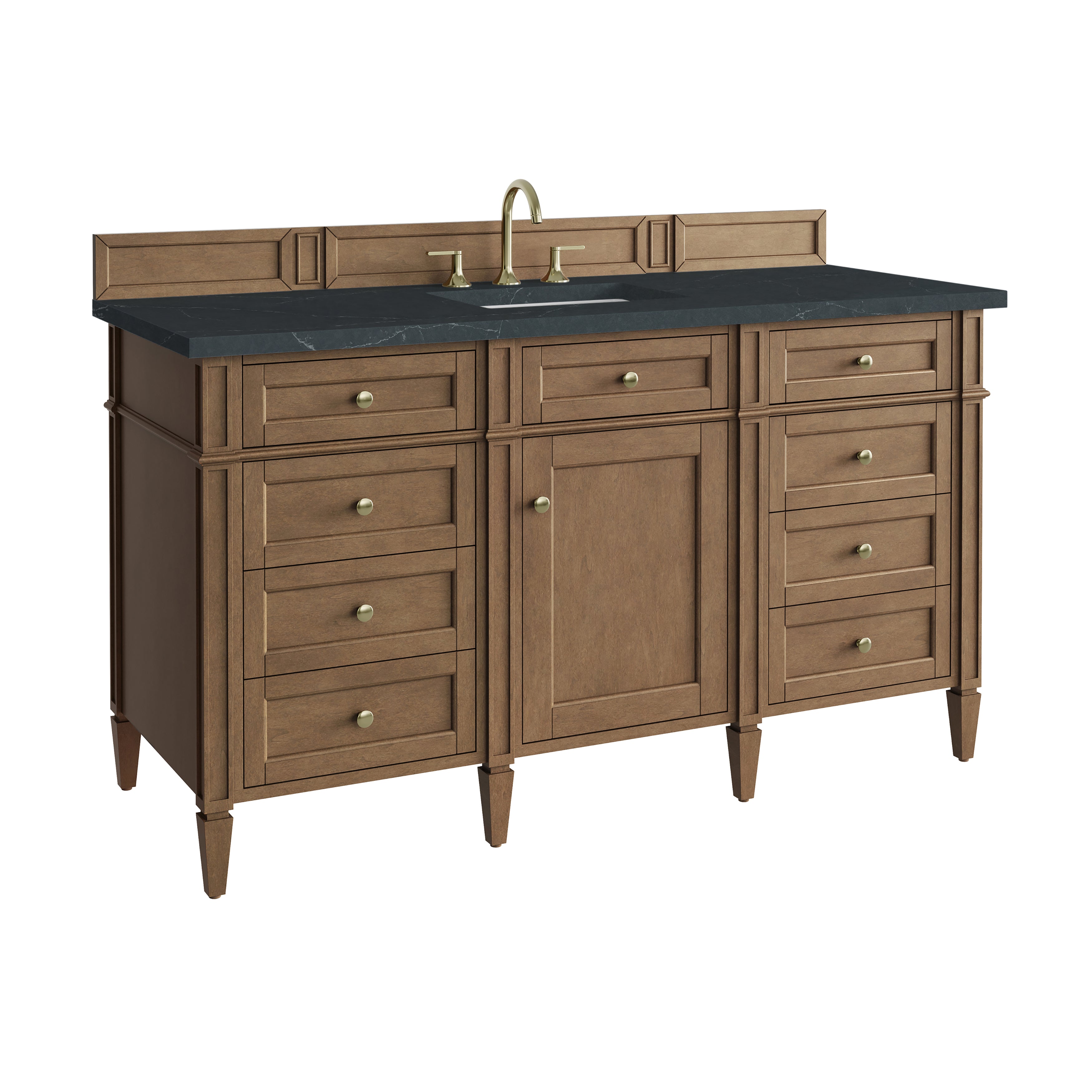 James Martin Brittany 60" Single Vanity in Pecan with 3cm Countertop