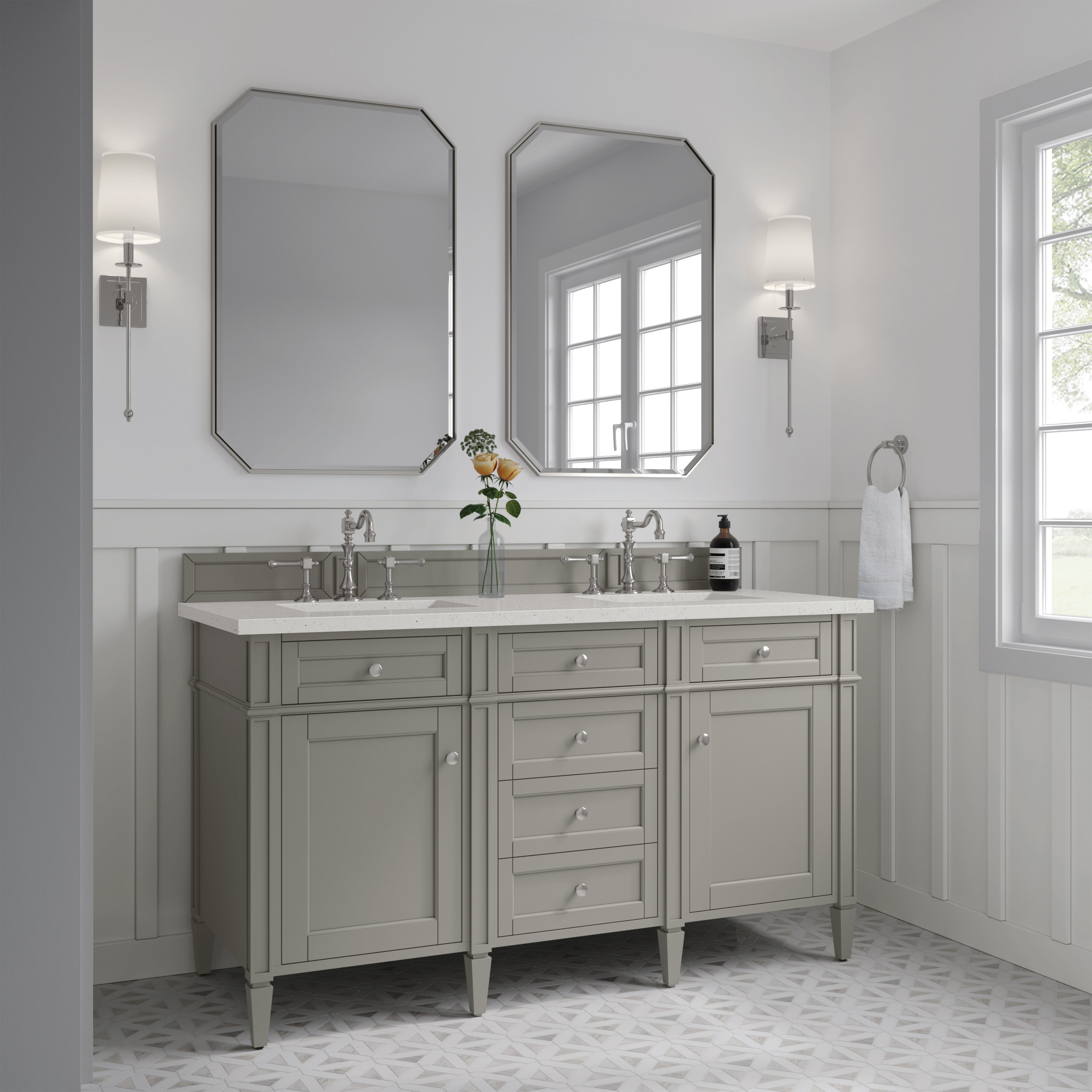 James Martin Brittany 60" Double Vanity in Urban Gray with 3cm Countertop