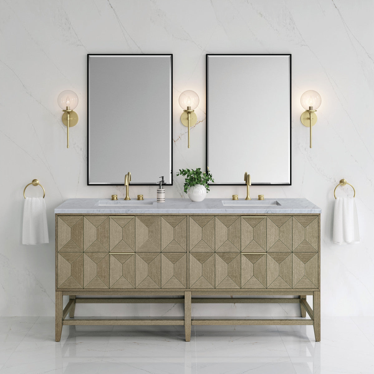Emmeline 72" Double Vanity Cabinet, Pebble Oak