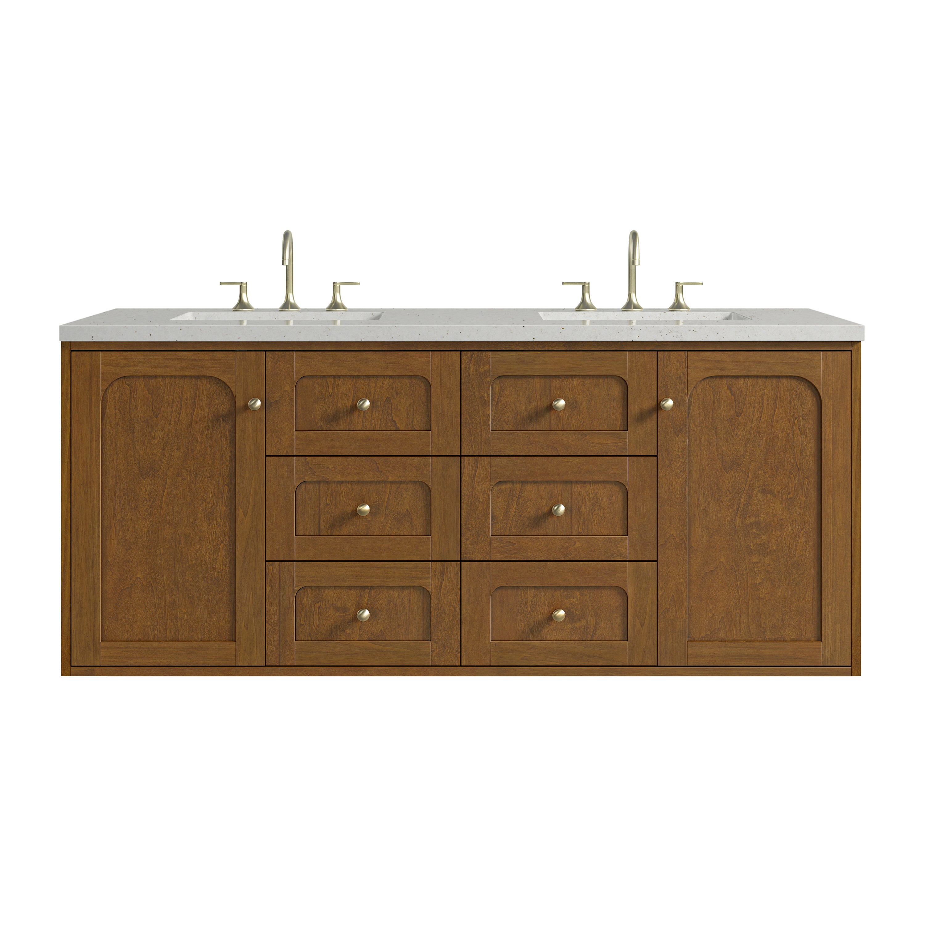 James Martin Laurent 60" Double Vanity in Honey Oak with 3cm Countertop