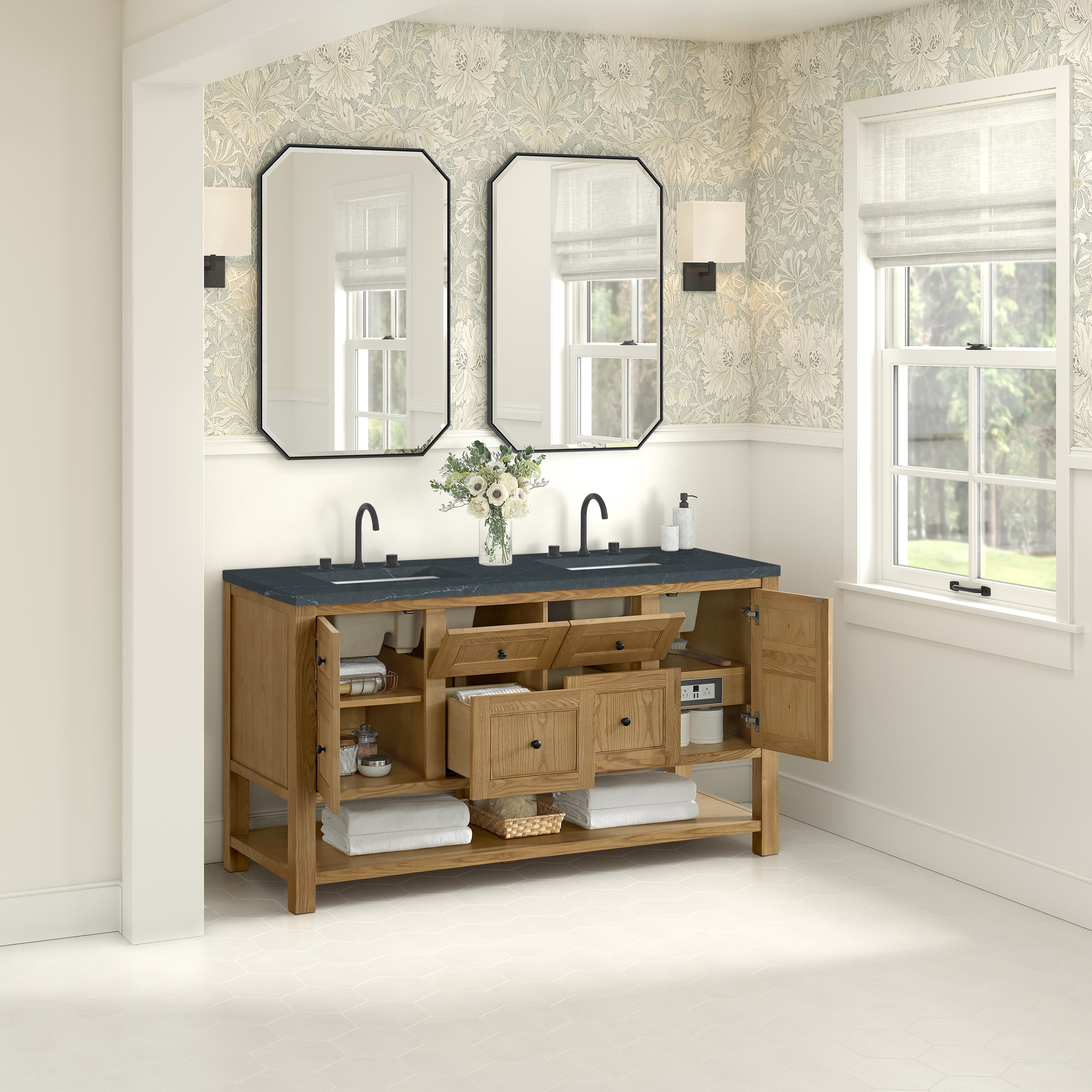 James Martin Breckenridge 60" Double Vanity in Light Natural Oak with 3cm Countertop