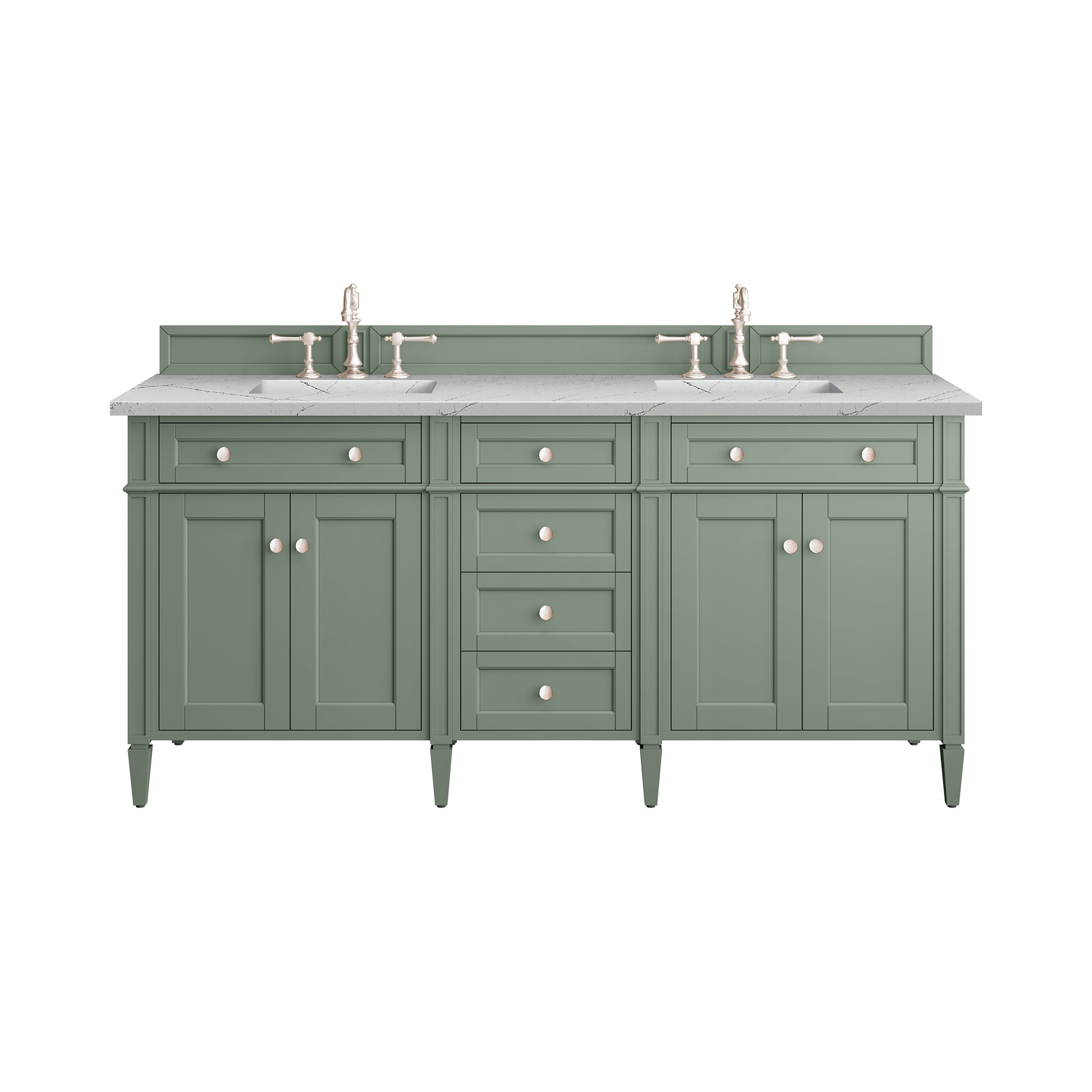 James Martin Brittany 72" Double Vanity in Smokey Celadon with 3cm Countertop