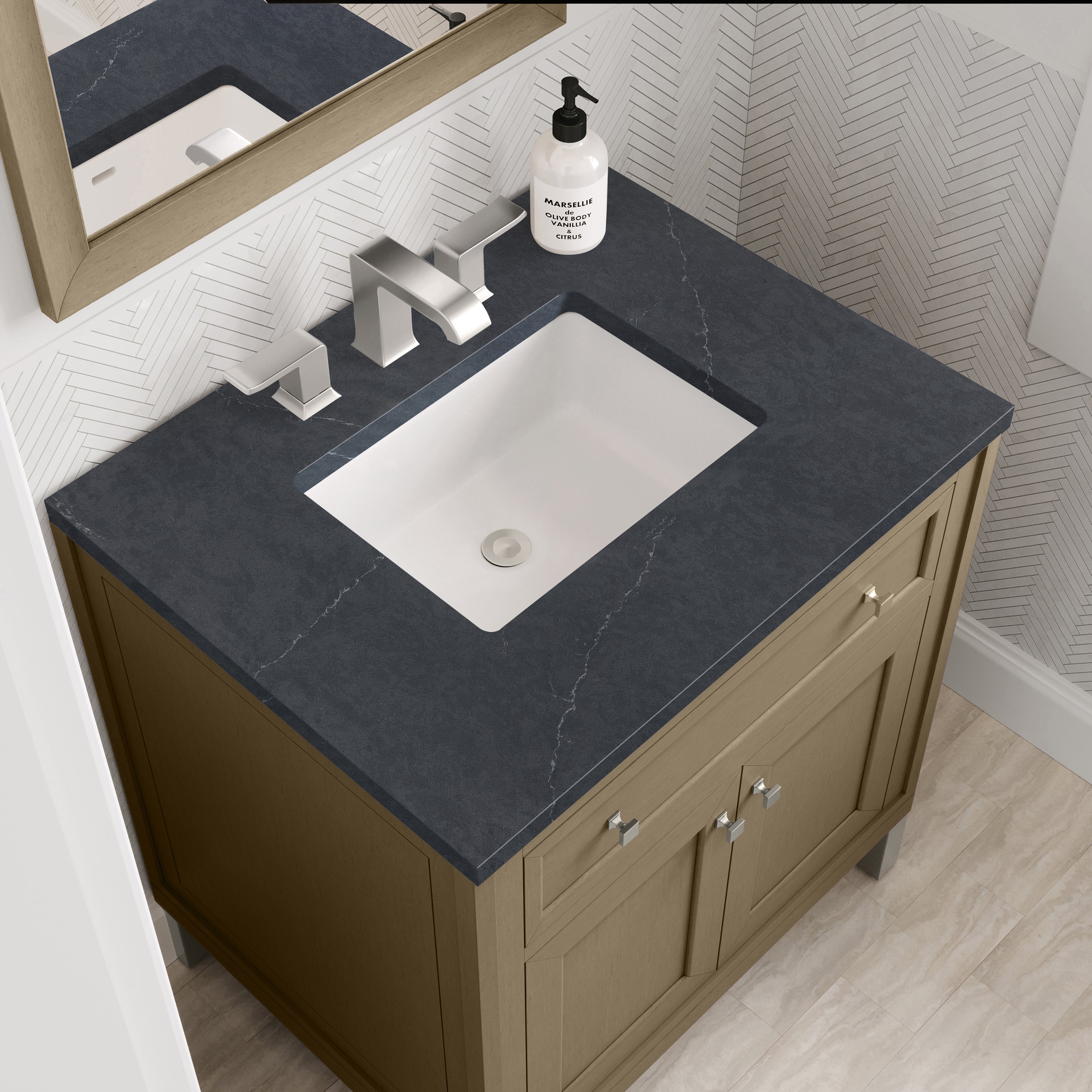 James Martin Chicago 30" Single Vanity in Walnut Whisper with 3cm Countertop