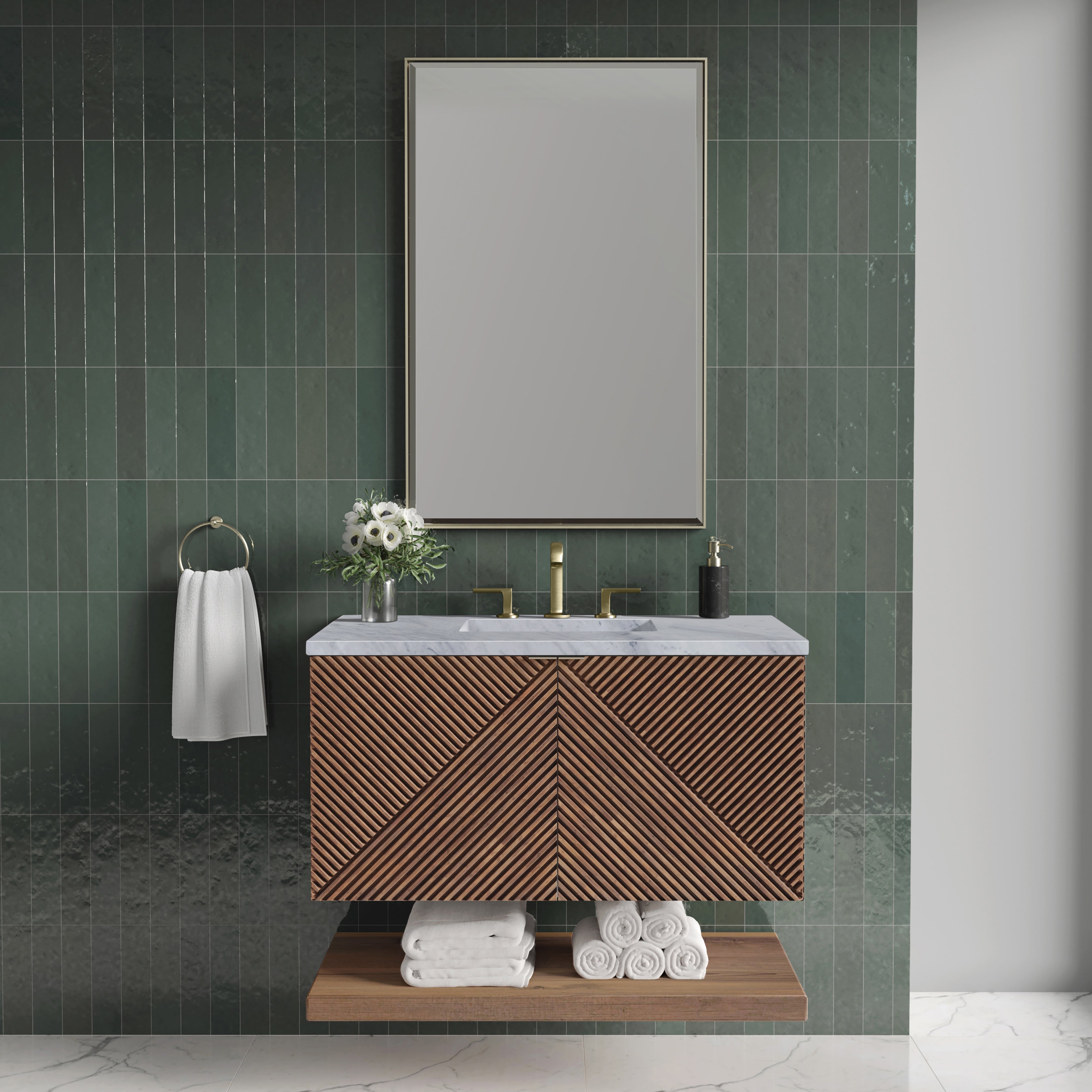 James Martin Marcello 36" Single Vanity in Chestnut with 3cm Countertop
