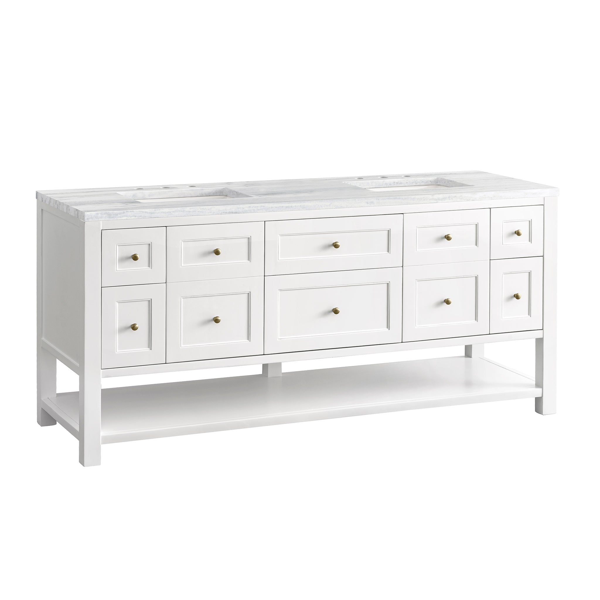James Martin Breckenridge 72" Double Vanity in Bright White with 3cm Countertop