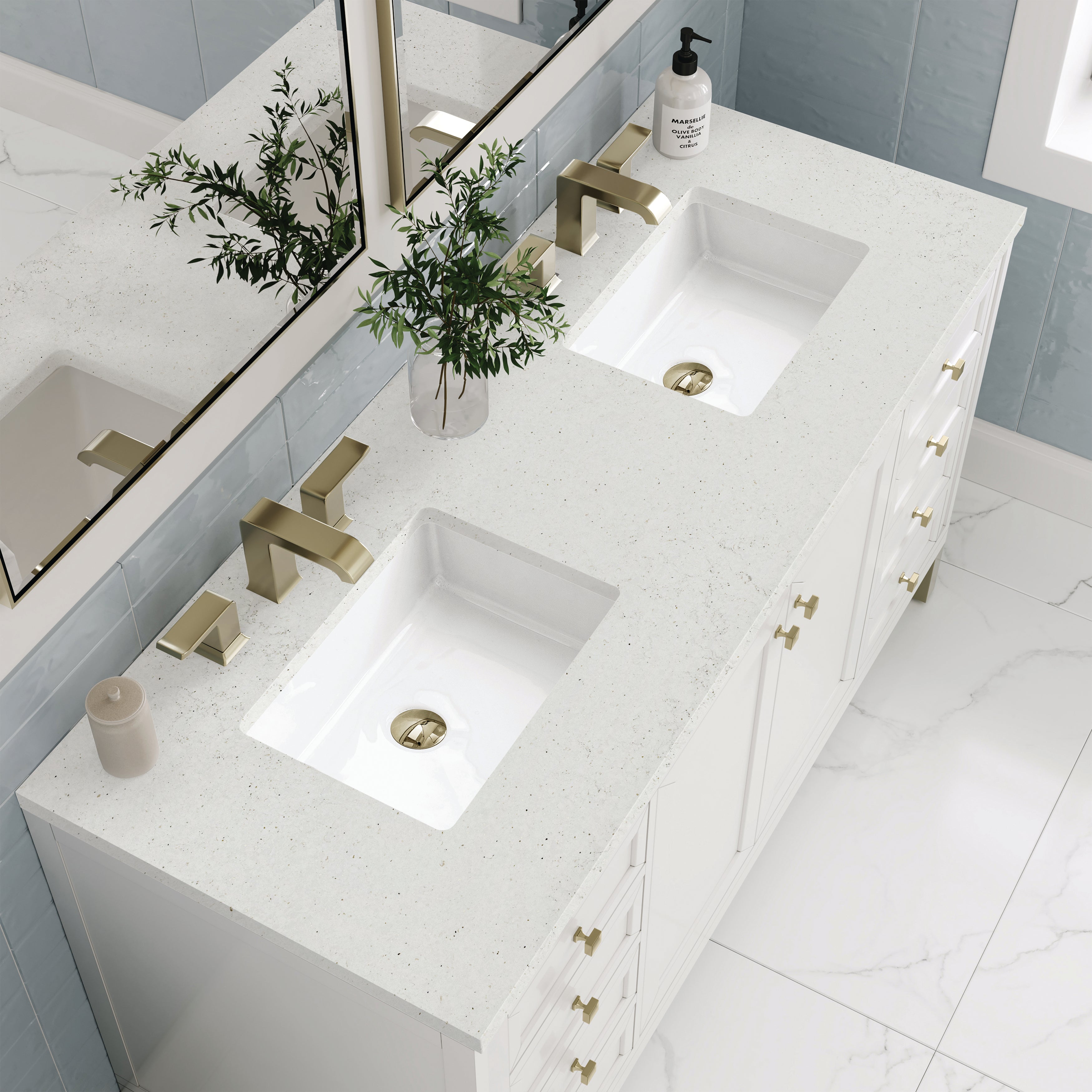 James Martin Chicago 60" Double Vanity in Glossy White with 3cm Countertop